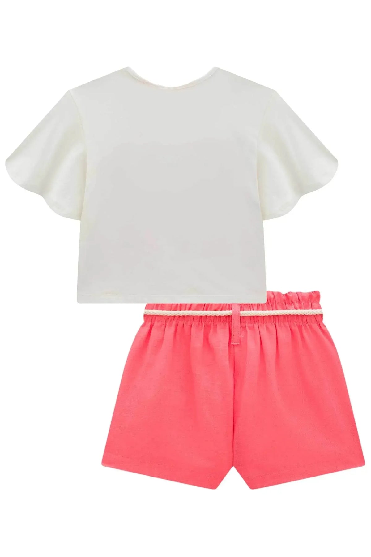 Conjunto de Blusa em Meia Malha e Shorts em Tecido Amber 98547 Kukiê Infantil Menina