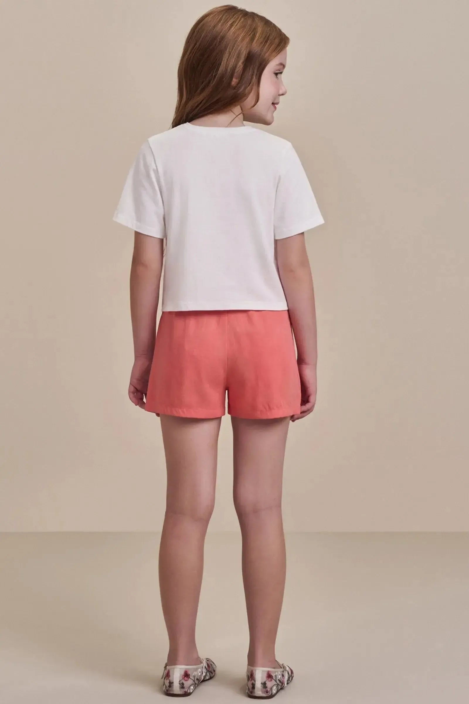 Conjunto de Blusa em Meia Malha e Shorts em Viscose 98551 Infanti Infantil Menina