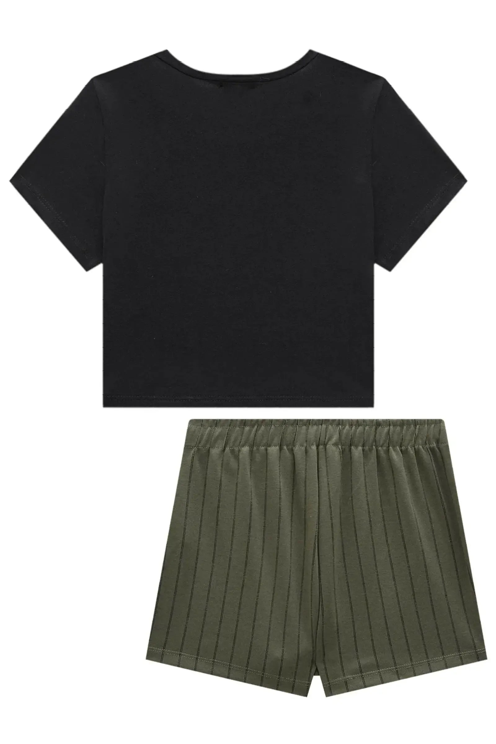 Conjunto de Blusa em Viscolycra e Short Saia em Malha Tailor Fio Tinto 95997 Vic&Vicky Teen Menina