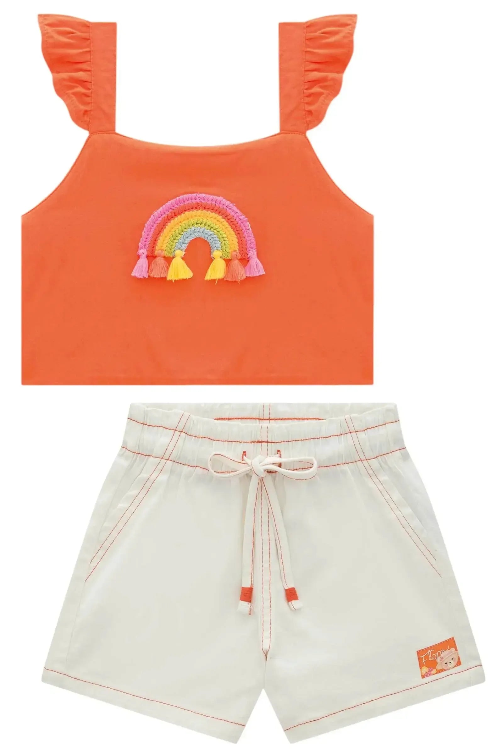 Conjunto de Blusa em Viscose e Shorts em Sarja com Elastano 93342 Infanti Infantil Menina