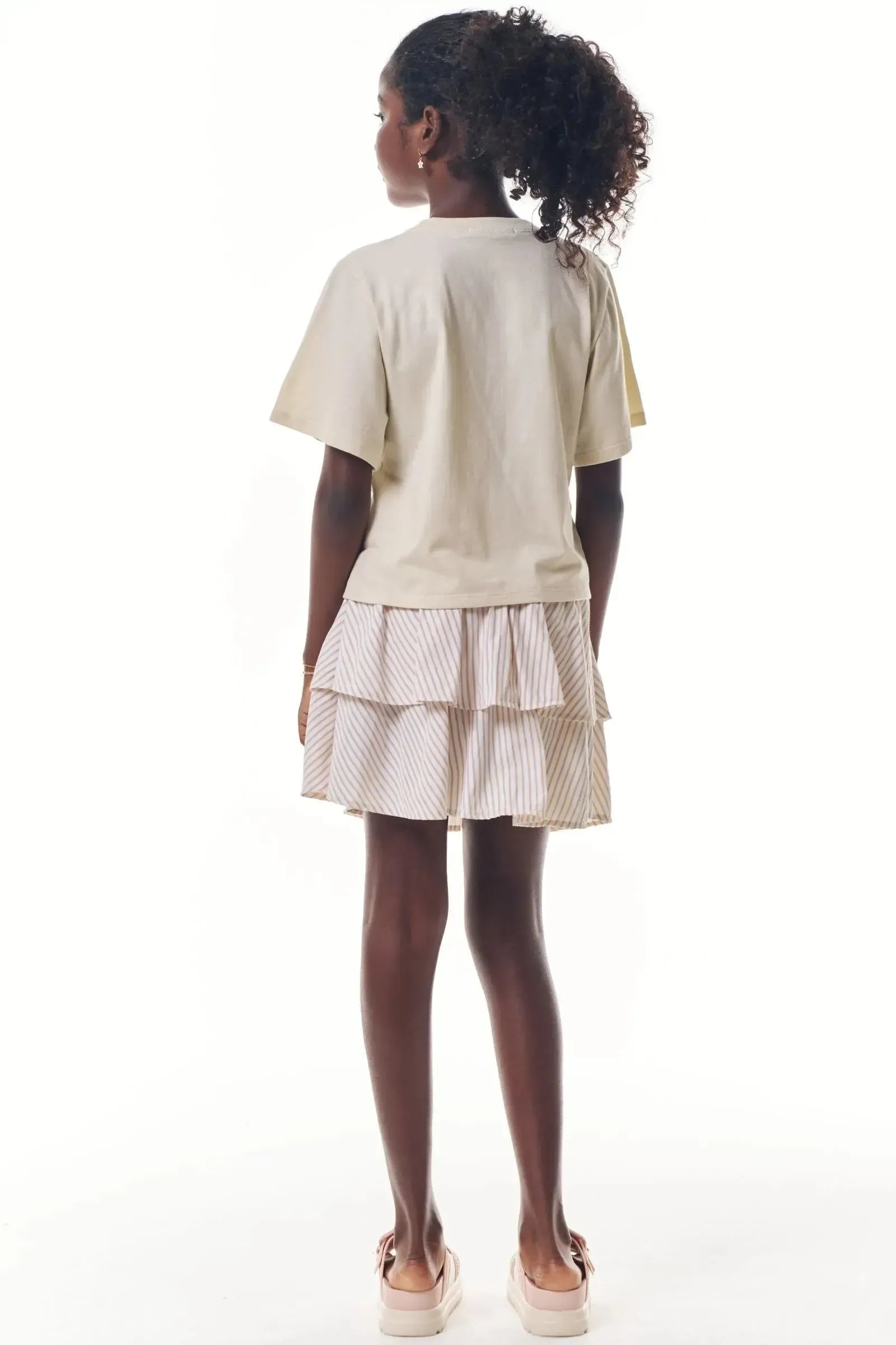 Conjunto de Blusa Over em Meia Malha e Saia em Alfaiataria Verano com Shorts Embutido 92627 Lilimoon Teen Menina
