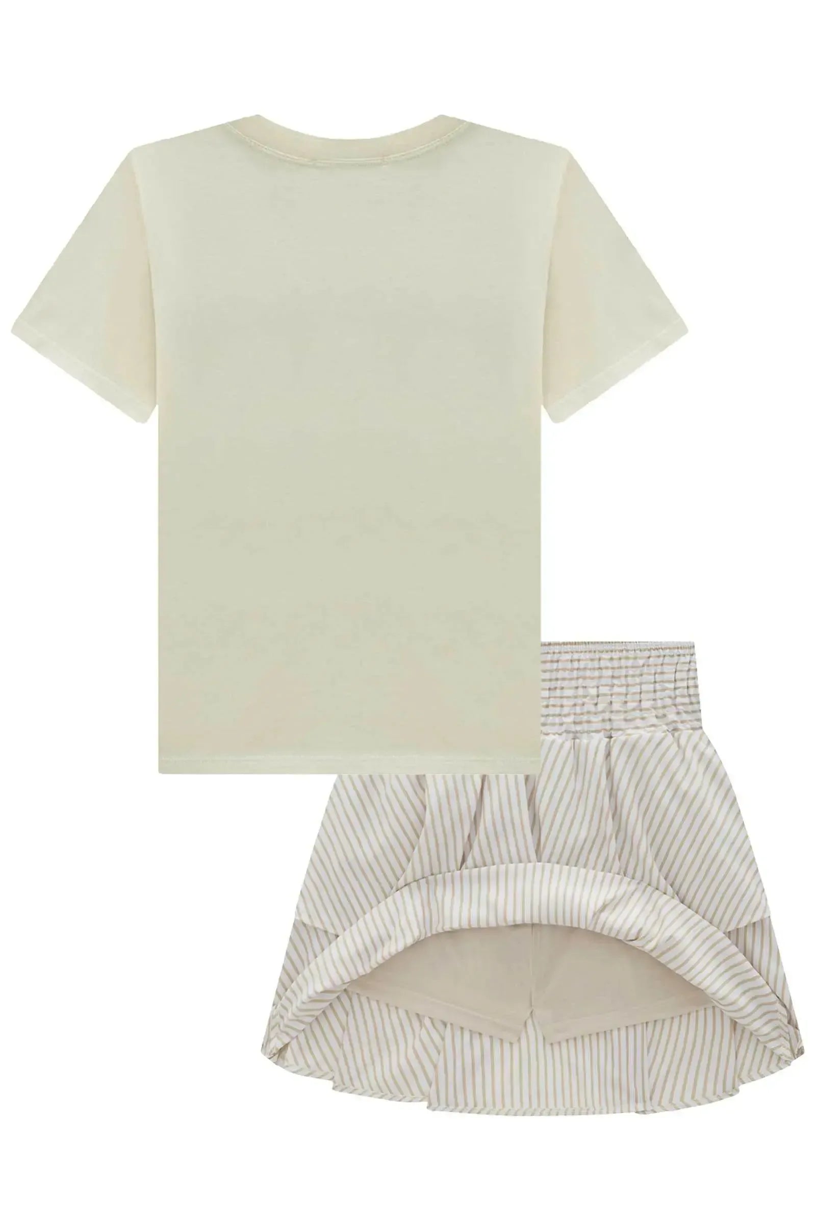 Conjunto de Blusa Over em Meia Malha e Saia em Alfaiataria Verano com Shorts Embutido 92627 Lilimoon Teen Menina