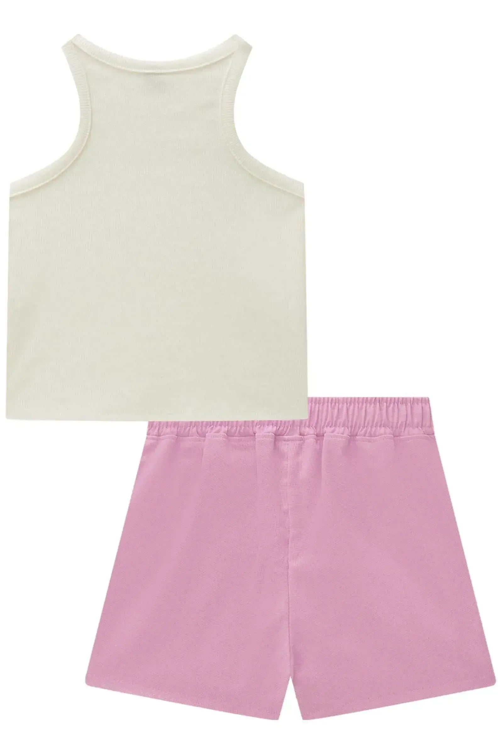Conjunto de Blusa Regata Boxy em Canelado Liz e Short Saia em Viscolinho 88653 Vic&Vicky Teen Menina