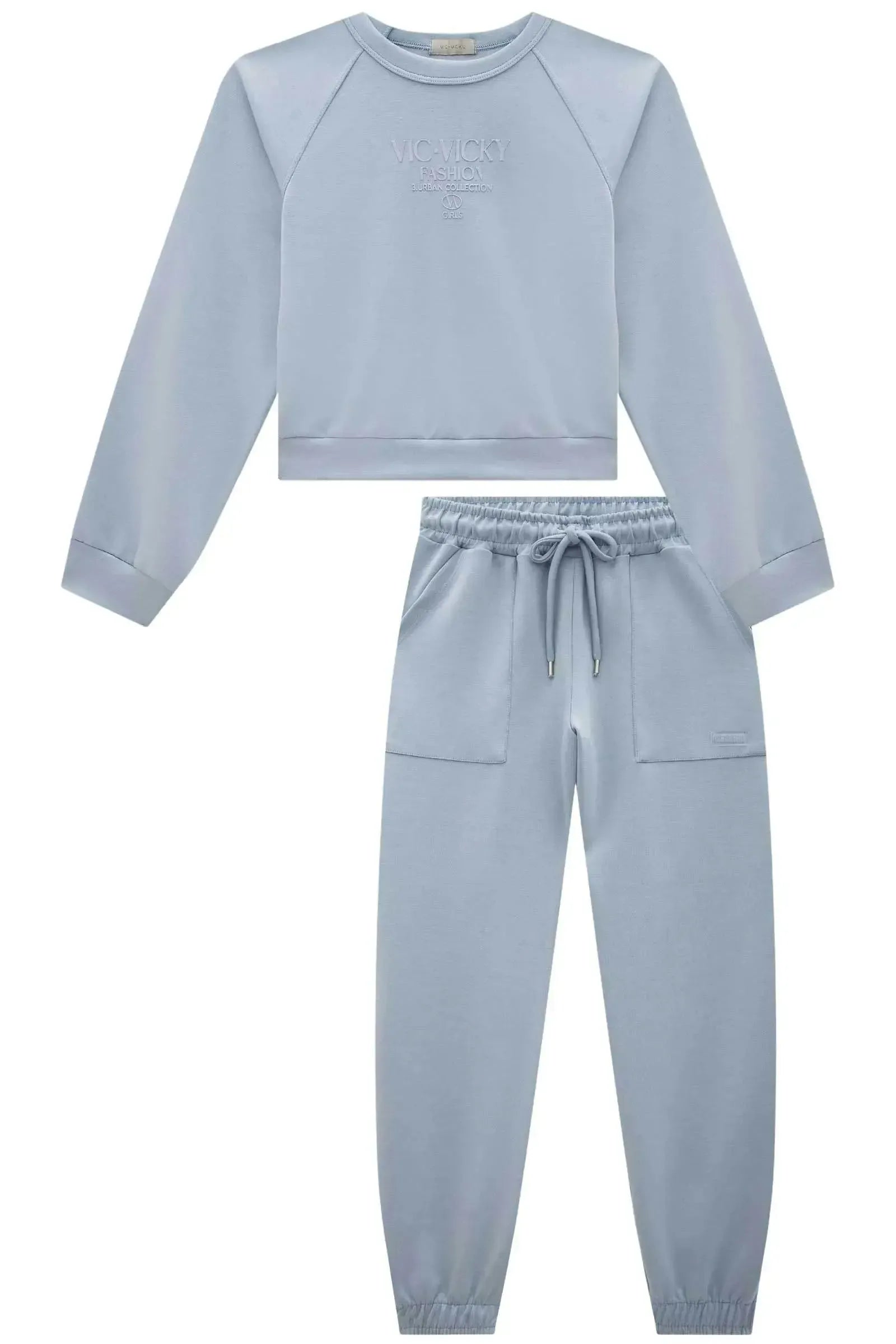 Conjunto de Blusão Boxy e Calça Jogger em Tecno New 91996 Vic&Vicky Teen Menina
