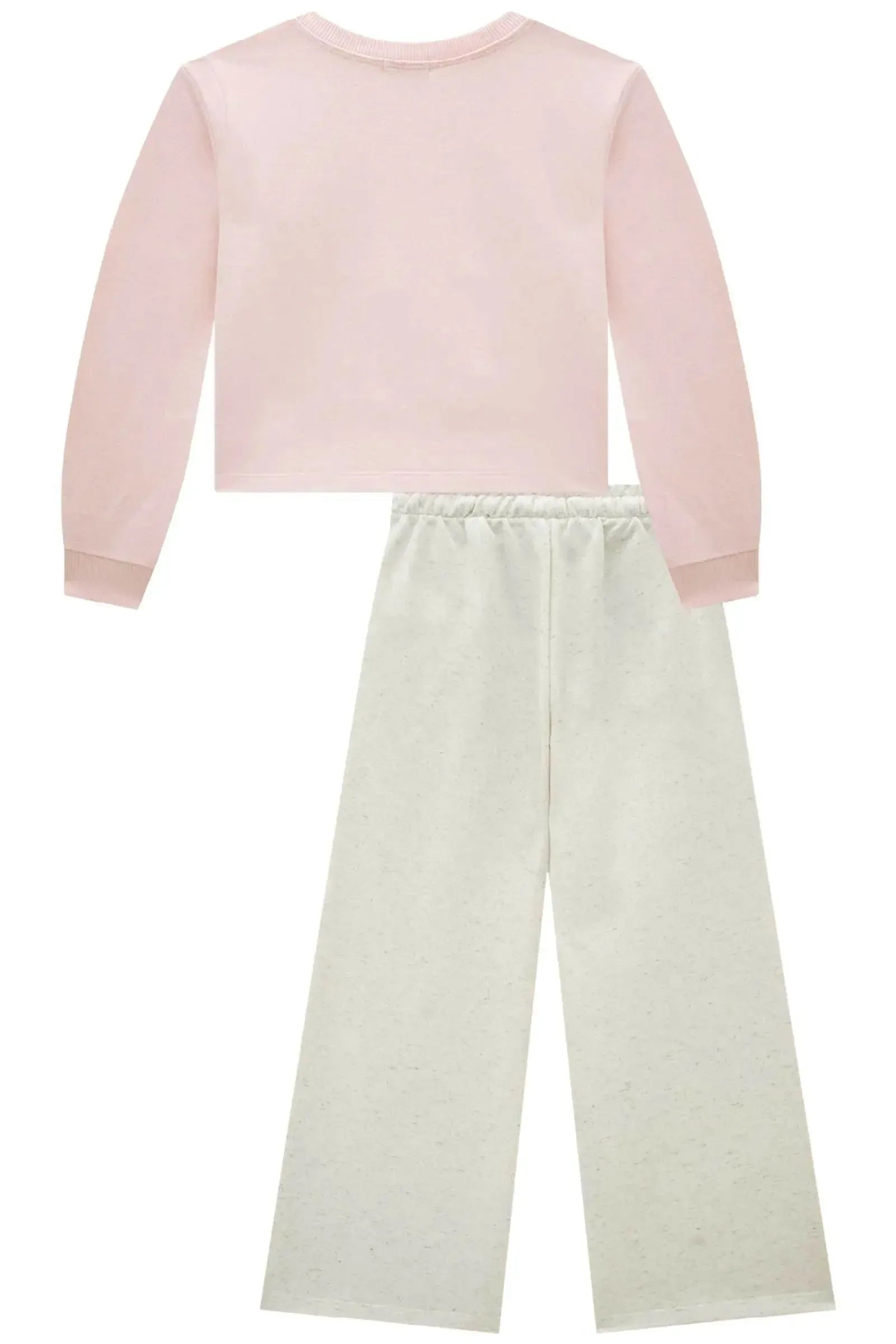 Conjunto de Blusão Boxy e Calça Wide Leg em Moletom sem Pelúcia 92618 Infanti Infantil Menina