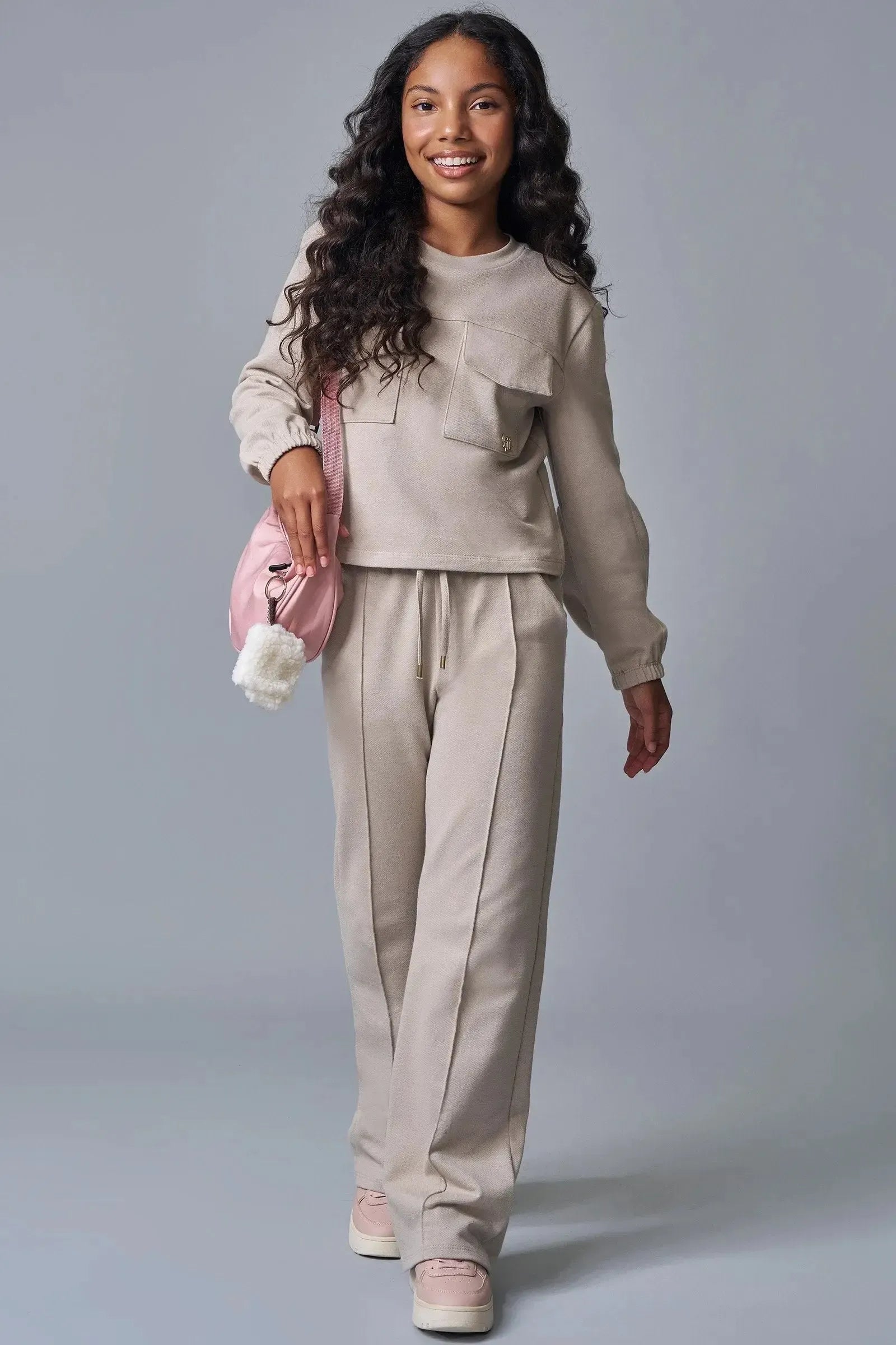 Conjunto de Blusão Boxy e Calça Wide Leg em Moletwill 89647 Lilimoon Teen Menina