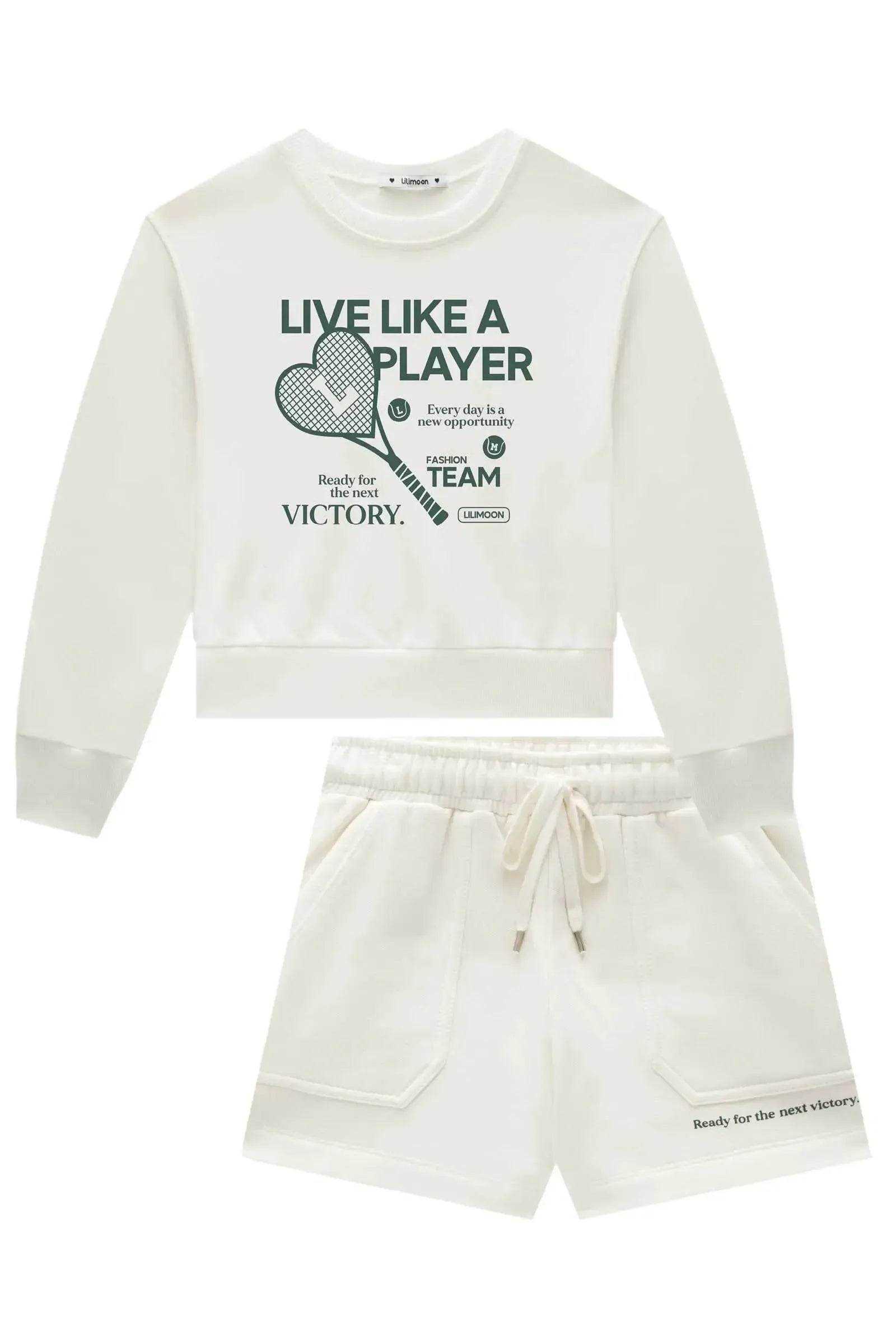 Conjunto de Blusão Boxy e Shorts em Moletom com Pelúcia 92277 Lilimoon Teen Menina