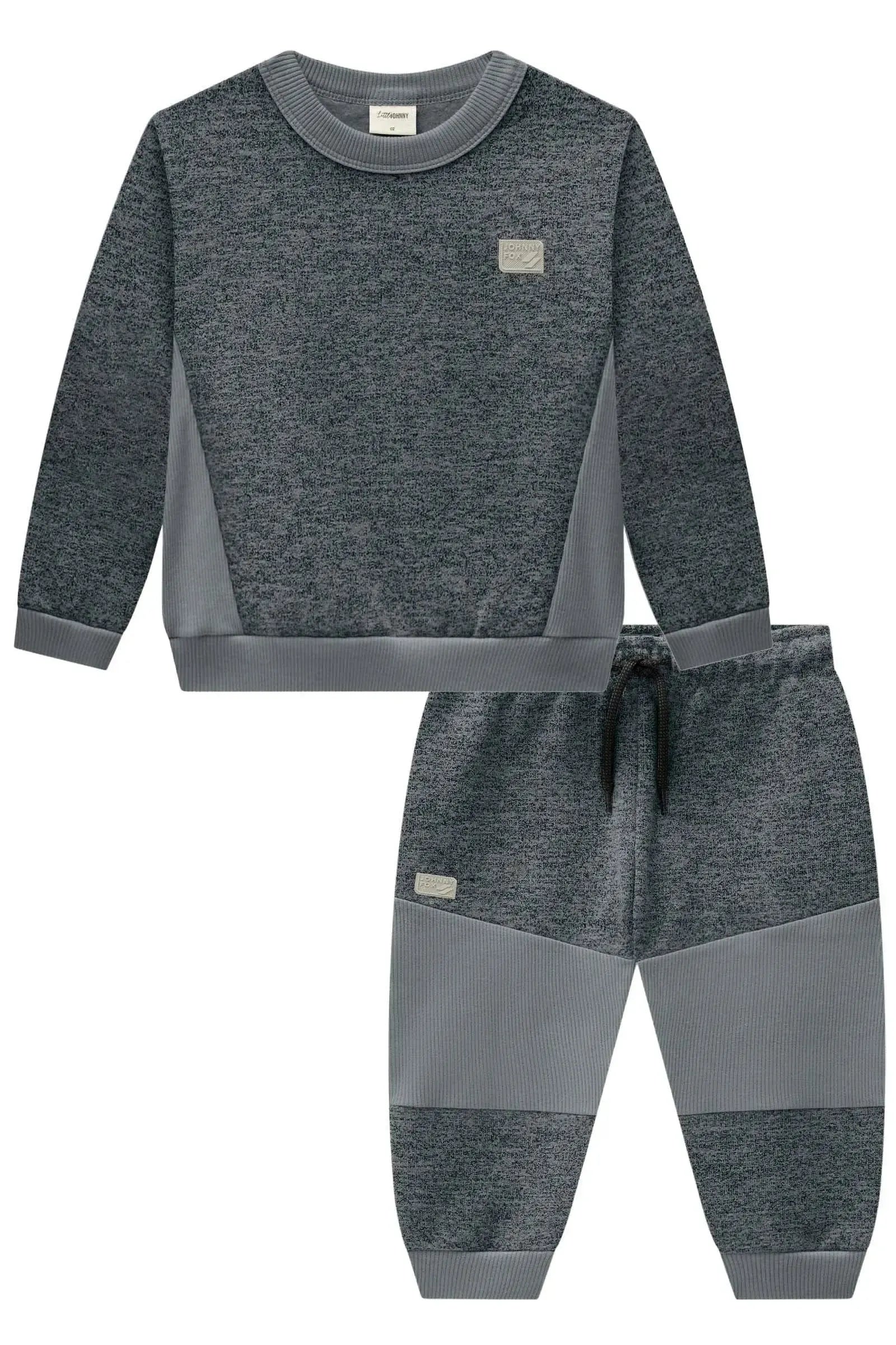 Conjunto de Blusão e Calça em Moletom Grécia 3 Cabos com Pelúcia 92315 Johnny Fox Bebê Menino