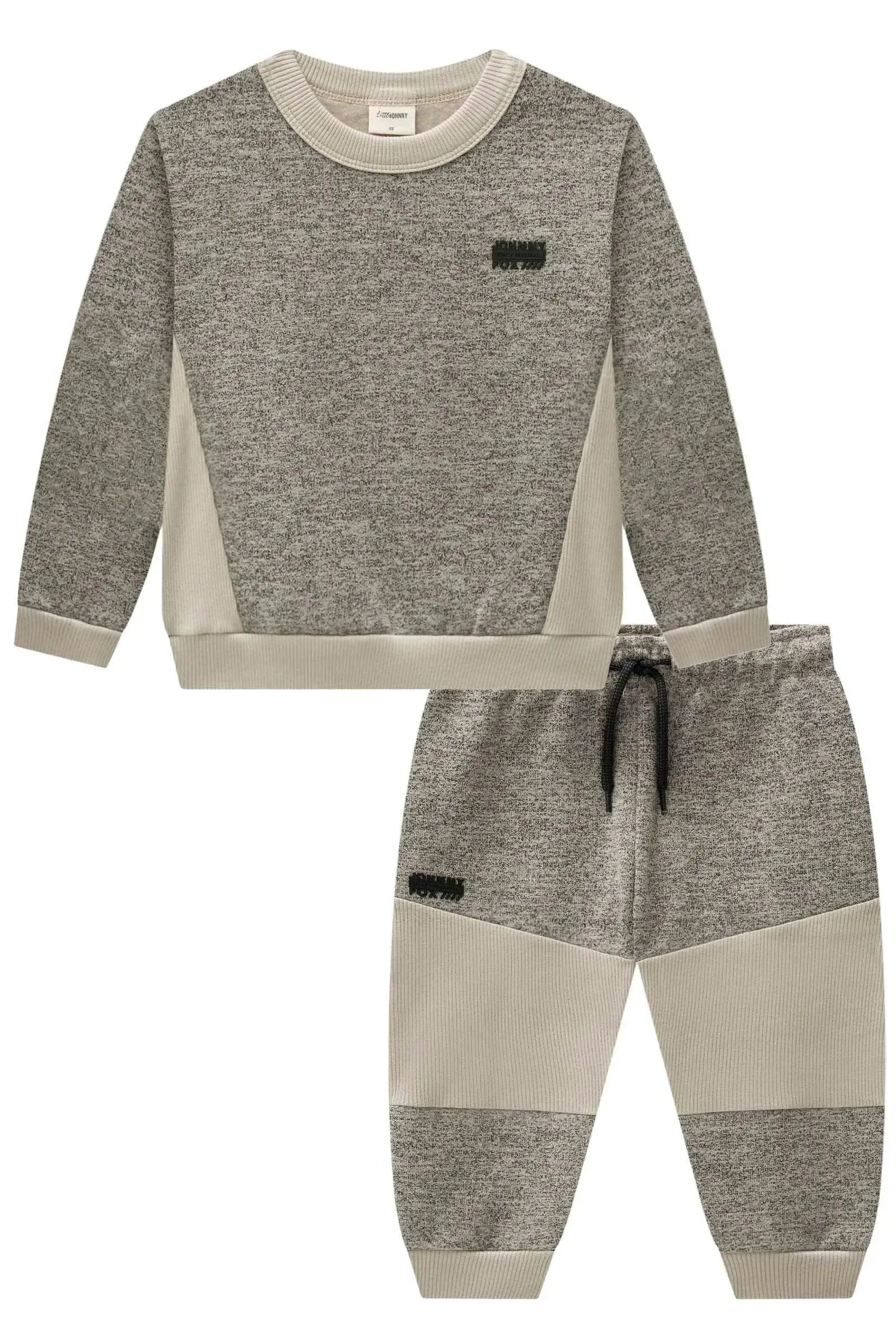 Conjunto de Blusão e Calça em Moletom Grécia 3 Cabos com Pelúcia 92315 Johnny Fox Bebê Menino