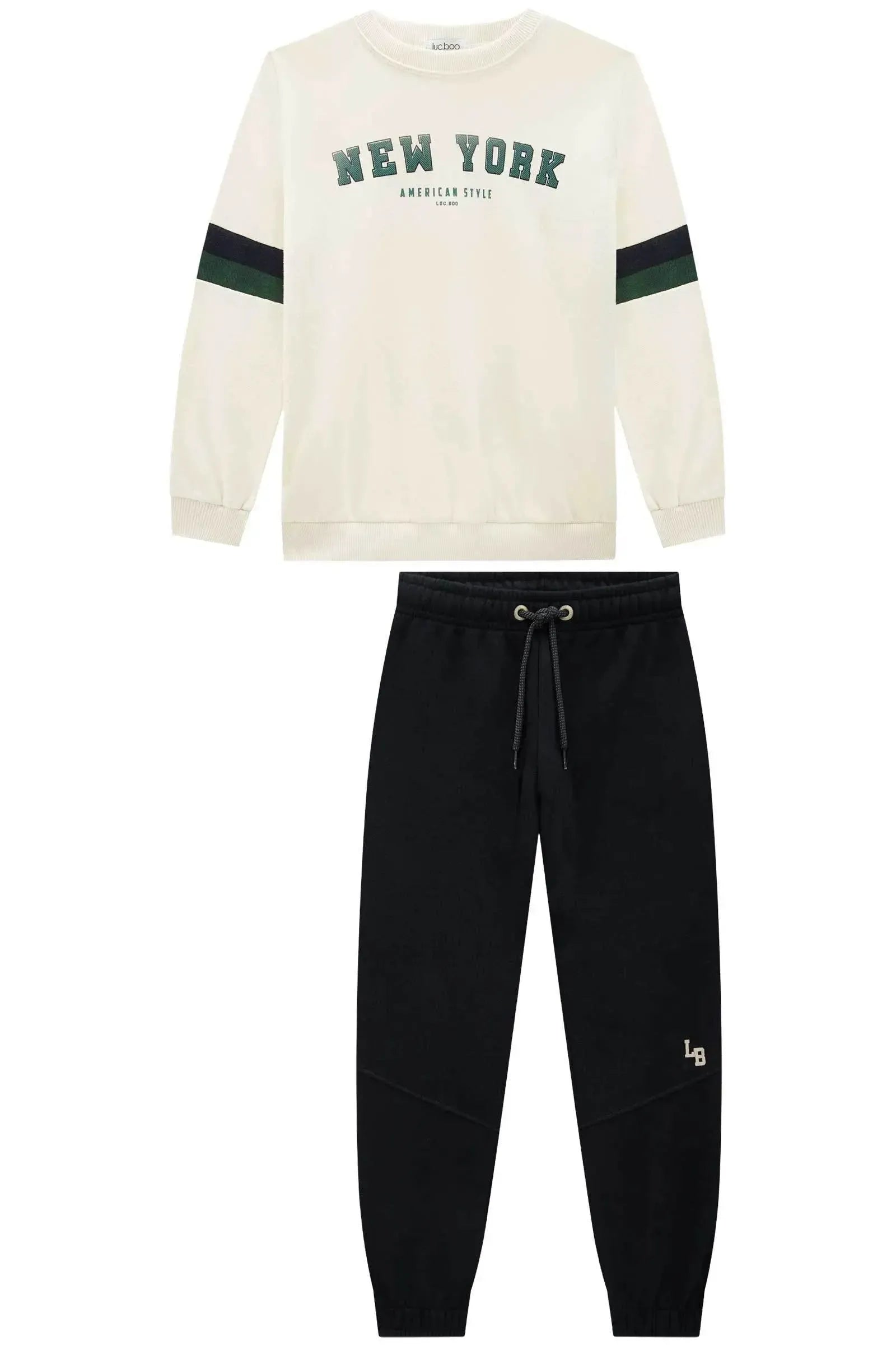 Conjunto de Blusão e Calça Jogger em Moletom com Pelúcia 90105 LucBoo Infantil Menino