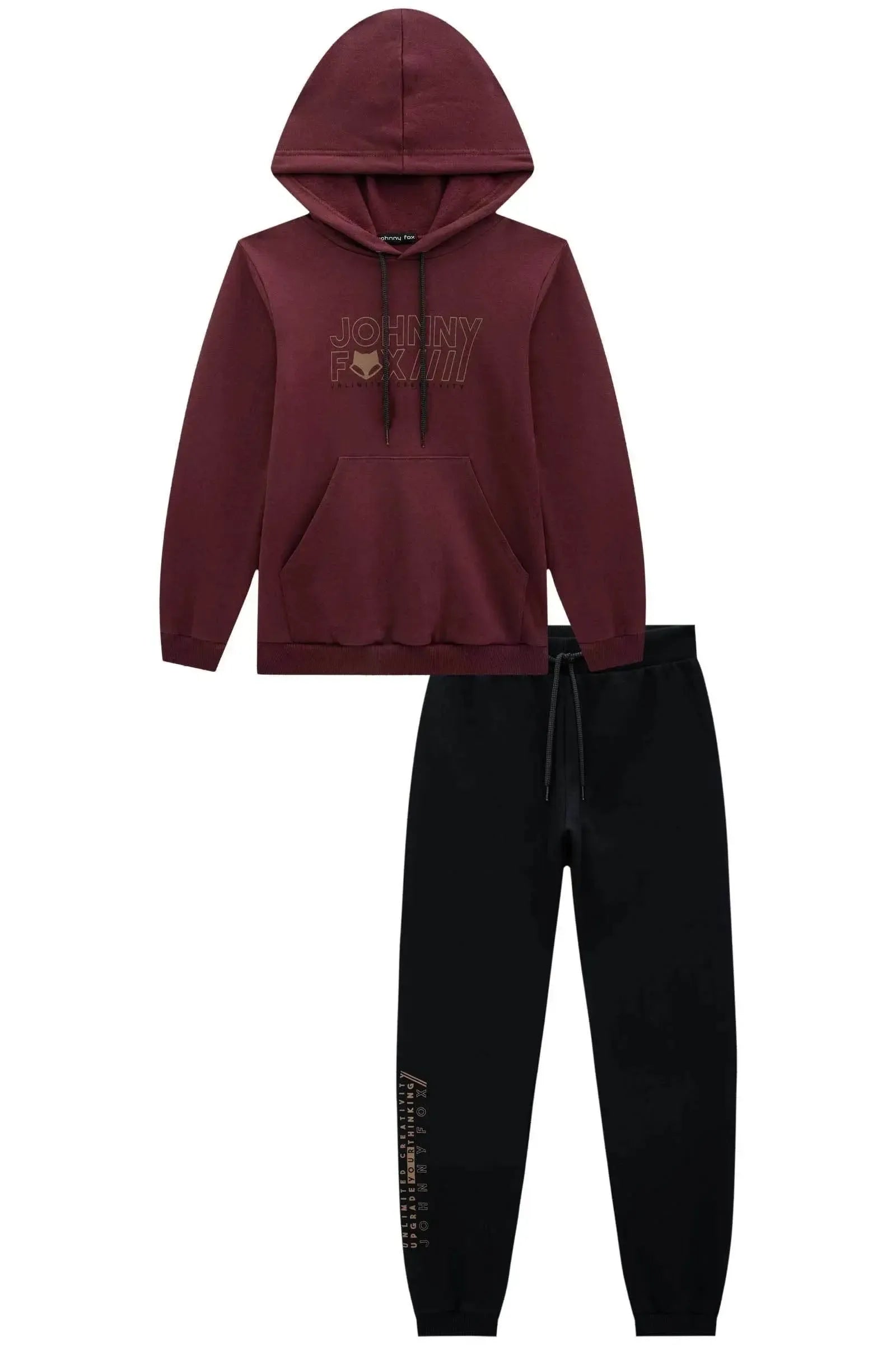 Conjunto de Blusão e Calça Jogger em Moletom com Pelúcia 90279 Johnny Fox Teen Menino