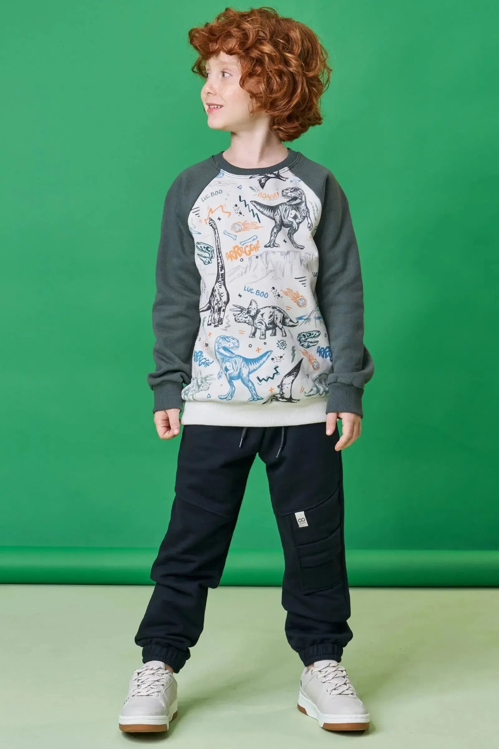 Conjunto de Blusão e Calça Jogger em Moletom com Pelúcia 90726 LucBoo Infantil Menino