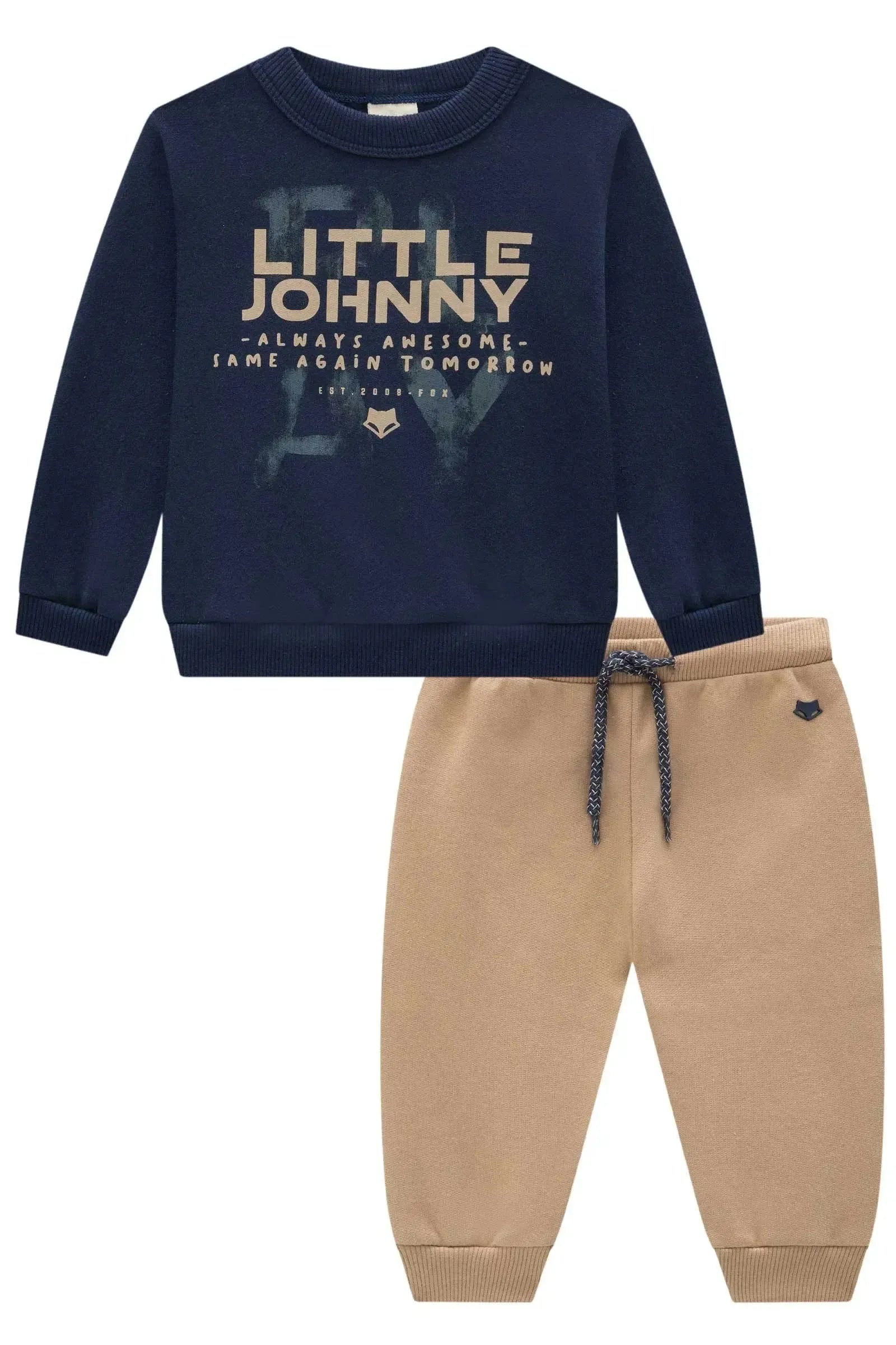 Conjunto de Blusão e Calça Jogger em Moletom com Pelúcia 90956 Johnny Fox Bebê Menino