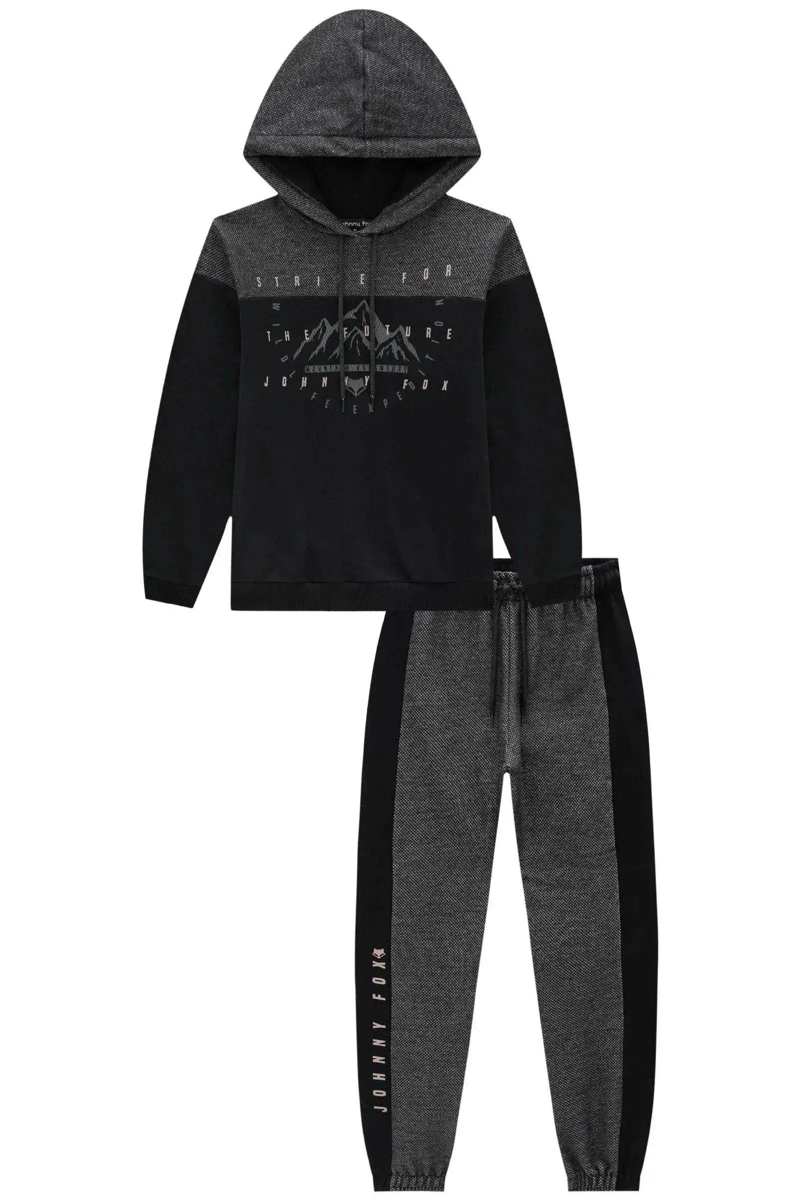 Conjunto de Blusão e Calça Jogger em Moletom com Pelúcia e Moletom Europa 91774 Johnny Fox Teen Menino