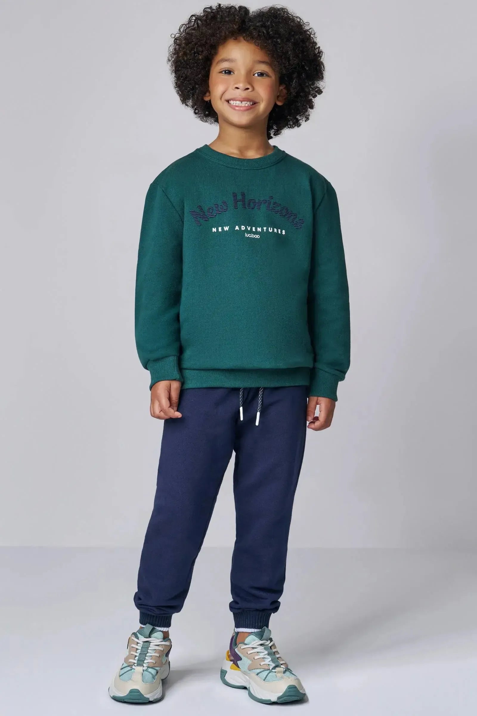 Conjunto de Blusão e Calça Jogger em Moletom sem Pelúcia 89783 LucBoo Infantil Menino