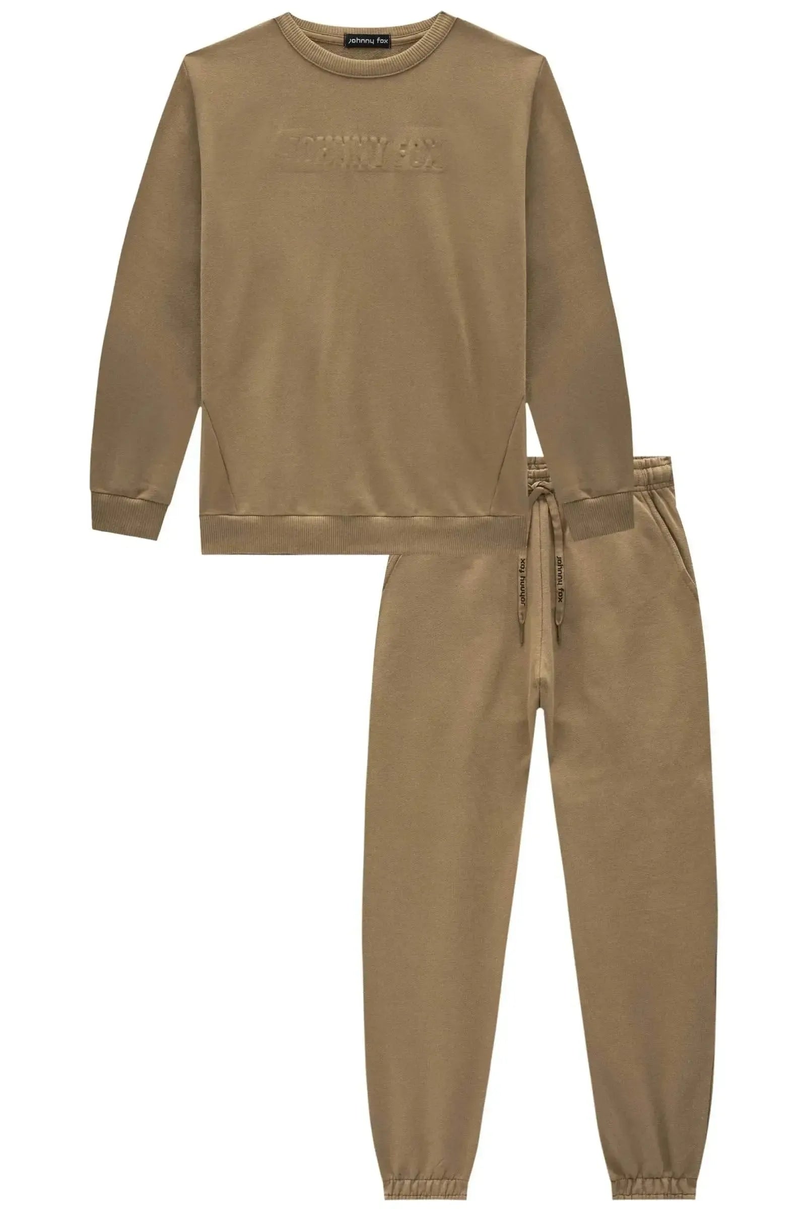 Conjunto de Blusão e Calça Jogger em Moletom sem Pelúcia 90467 Johnny Fox Teen Menino