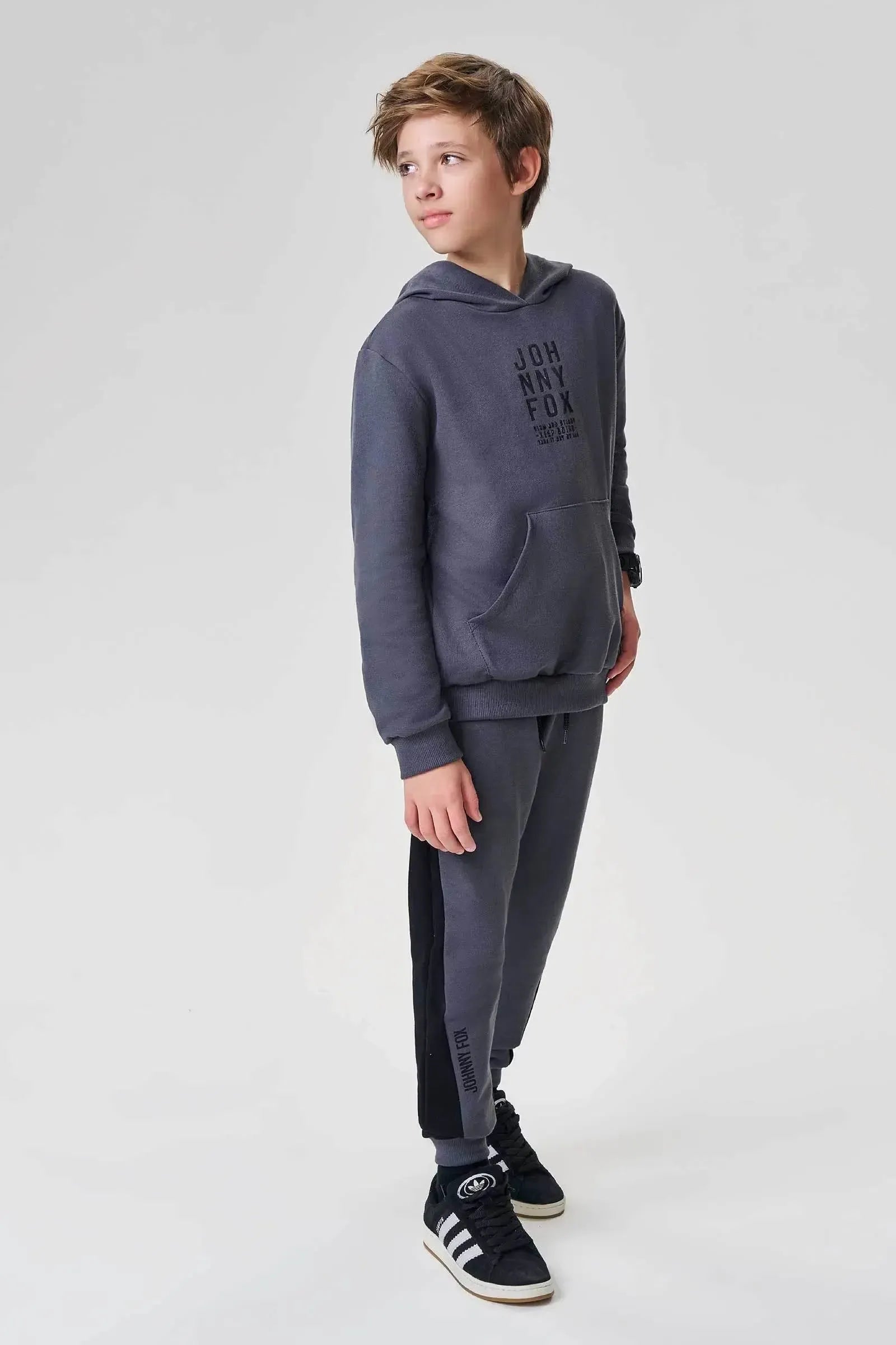 Conjunto de Blusão e Calça Jogger em Moletom sem Pelúcia 90470 Johnny Fox Teen Menino