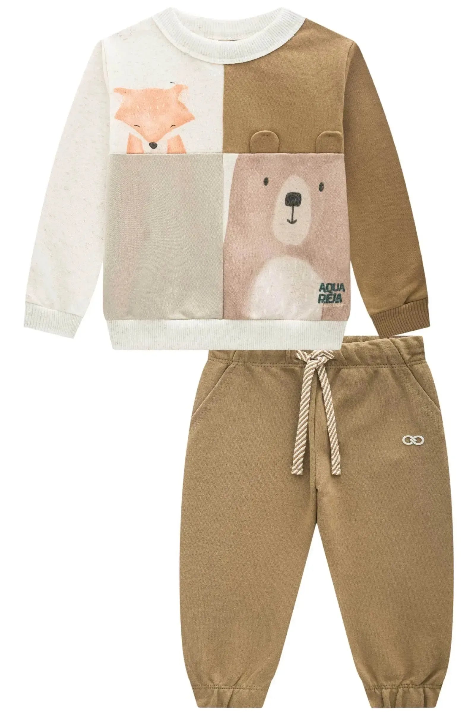Conjunto de Blusão e Calça Jogger em Moletom sem Pelúcia 91815 LucBoo Bebê Menino