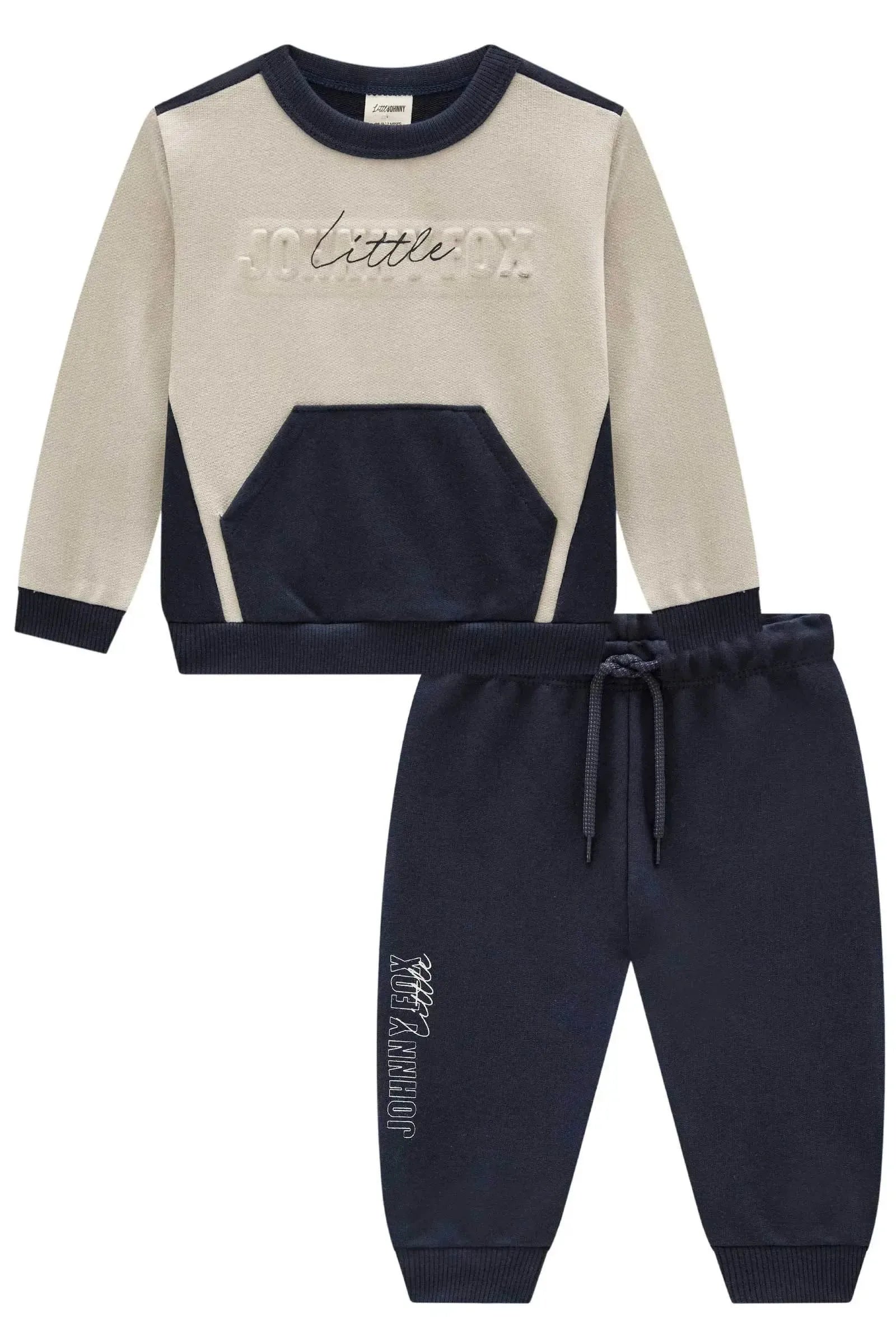 Conjunto de Blusão e Calça Jogger em Moletom sem Pelúcia 92325 Johnny Fox Bebê Menino