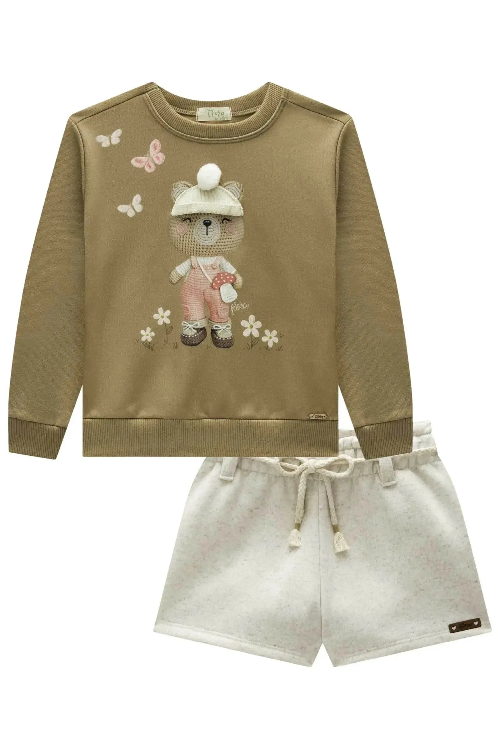 Conjunto de Blusão e Shorts em Moletom com Pelúcia 90577 Infanti Infantil Menina