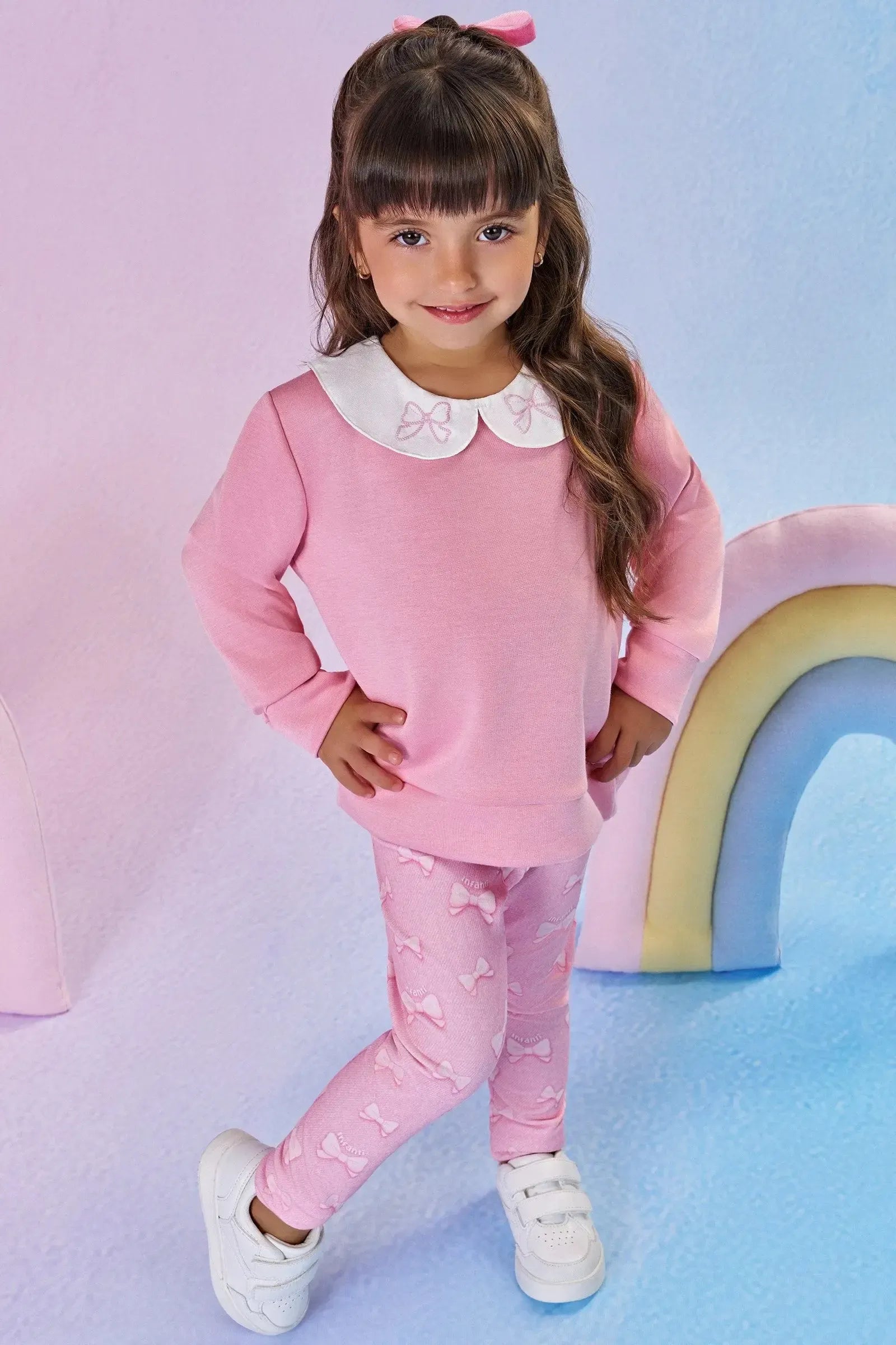 Conjunto de Blusão em Malha Tecnonew e Calça Legging em Molecotton 92479 Infanti Bebê Menina