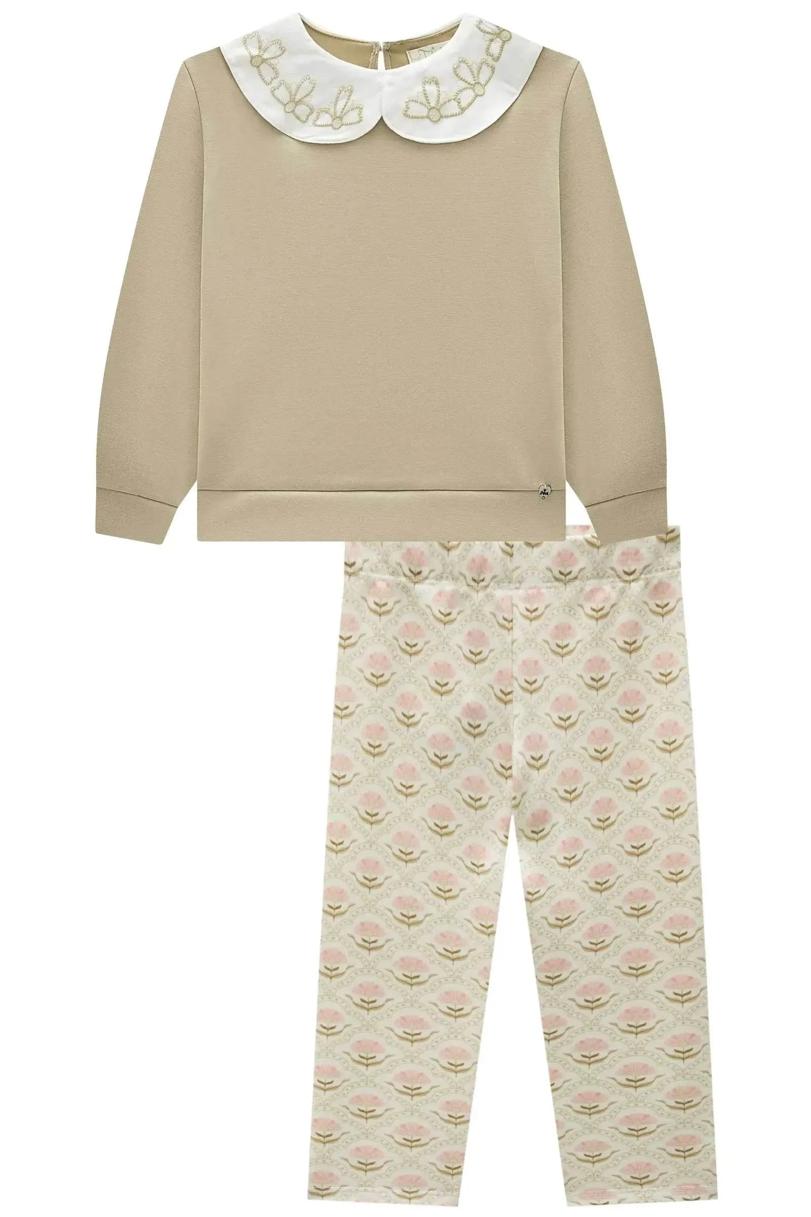 Conjunto de Blusão em Malha Tecnonew e Calça Legging em Molecotton 92482 Infanti Bebê Menina