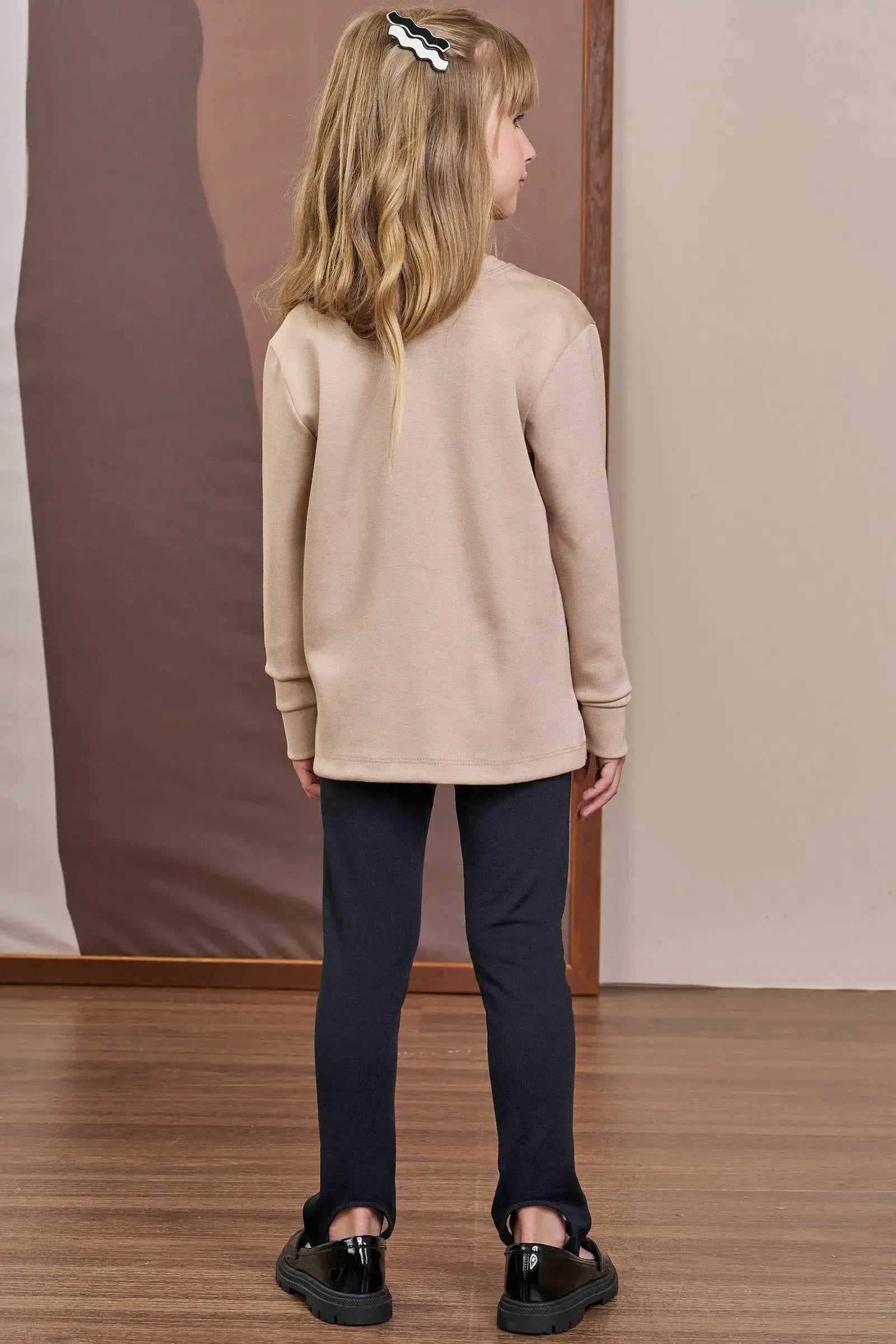 Conjunto de Blusão em Malha Tecnonew e Calça Legging Fusô em Termoskin Peluciado 91939 Infanti Infantil Menina