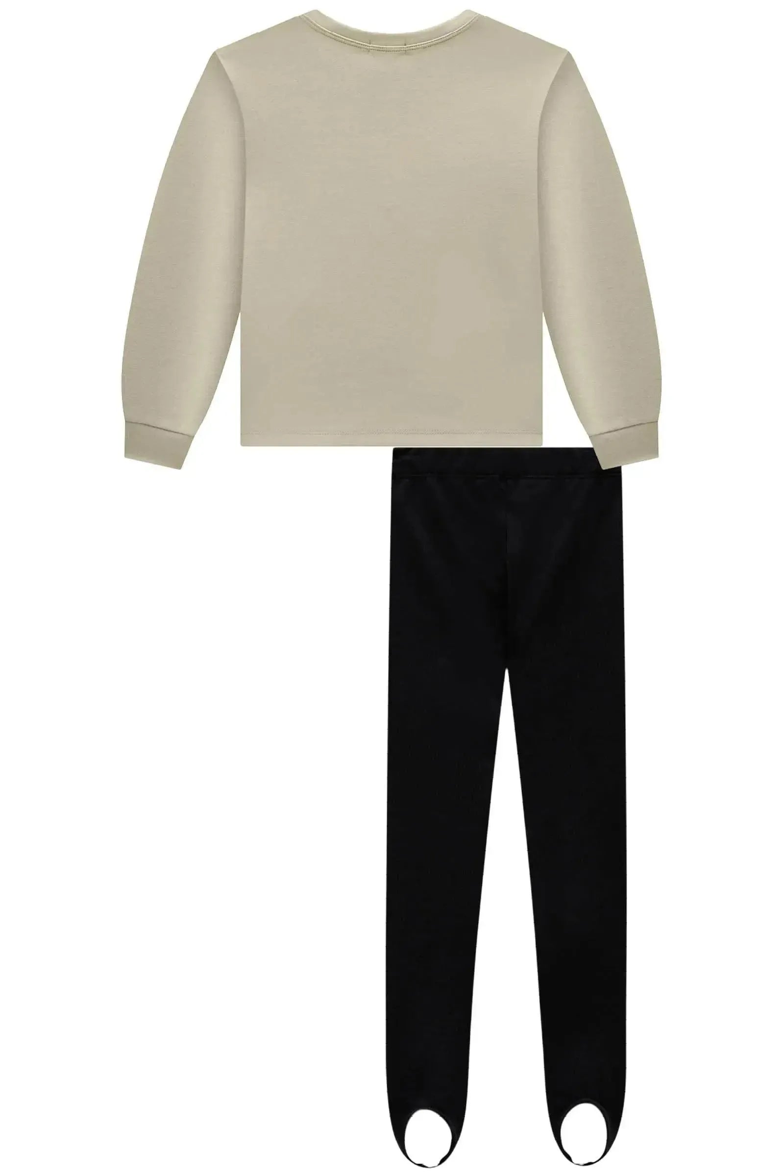 Conjunto de Blusão em Malha Tecnonew e Calça Legging Fusô em Termoskin Peluciado 91939 Infanti Infantil Menina