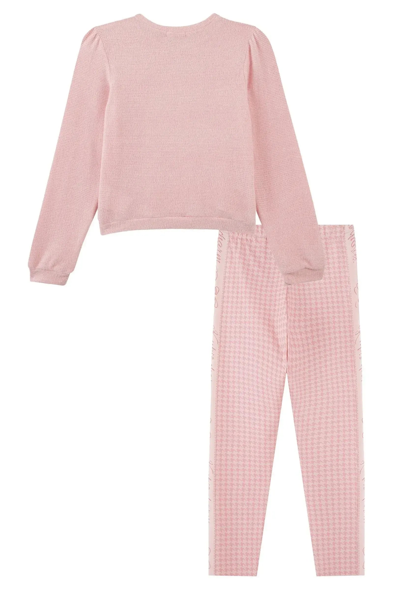 Conjunto de Blusão em Malha Tricot e Legging em Termoskin Peluciado 94110 Kukiê Infantil Menina