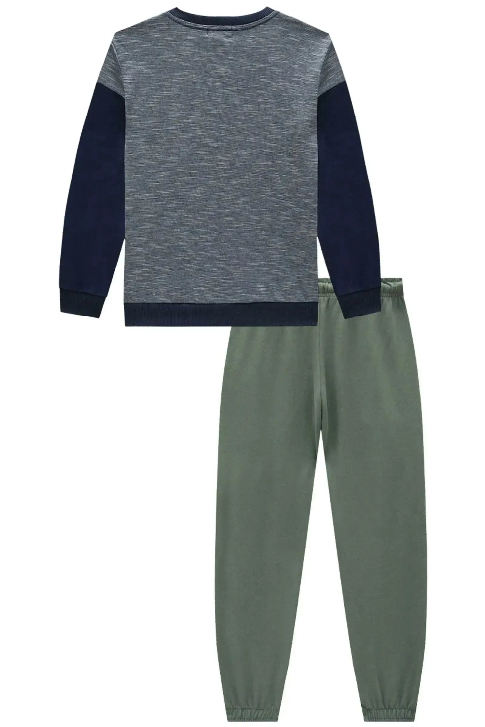 Conjunto de Blusão em Mesclado Bicolor e Calça em Molevisco 90136 LucBoo Infantil Menino