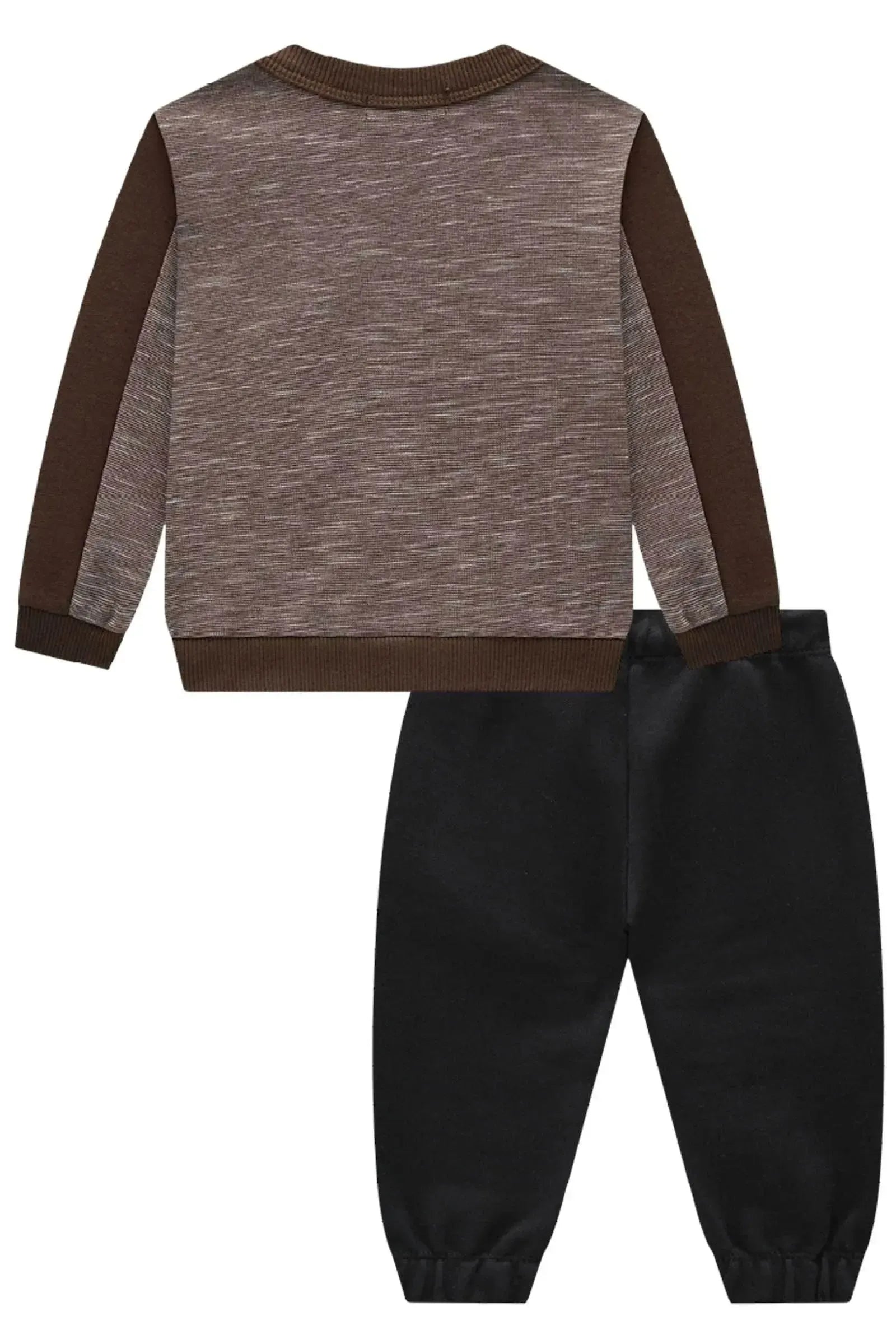 Conjunto de Blusão em Mesclado Bicolor e Calça Jogger em Moletom sem Pelúcia 90737 LucBoo Bebê Menino