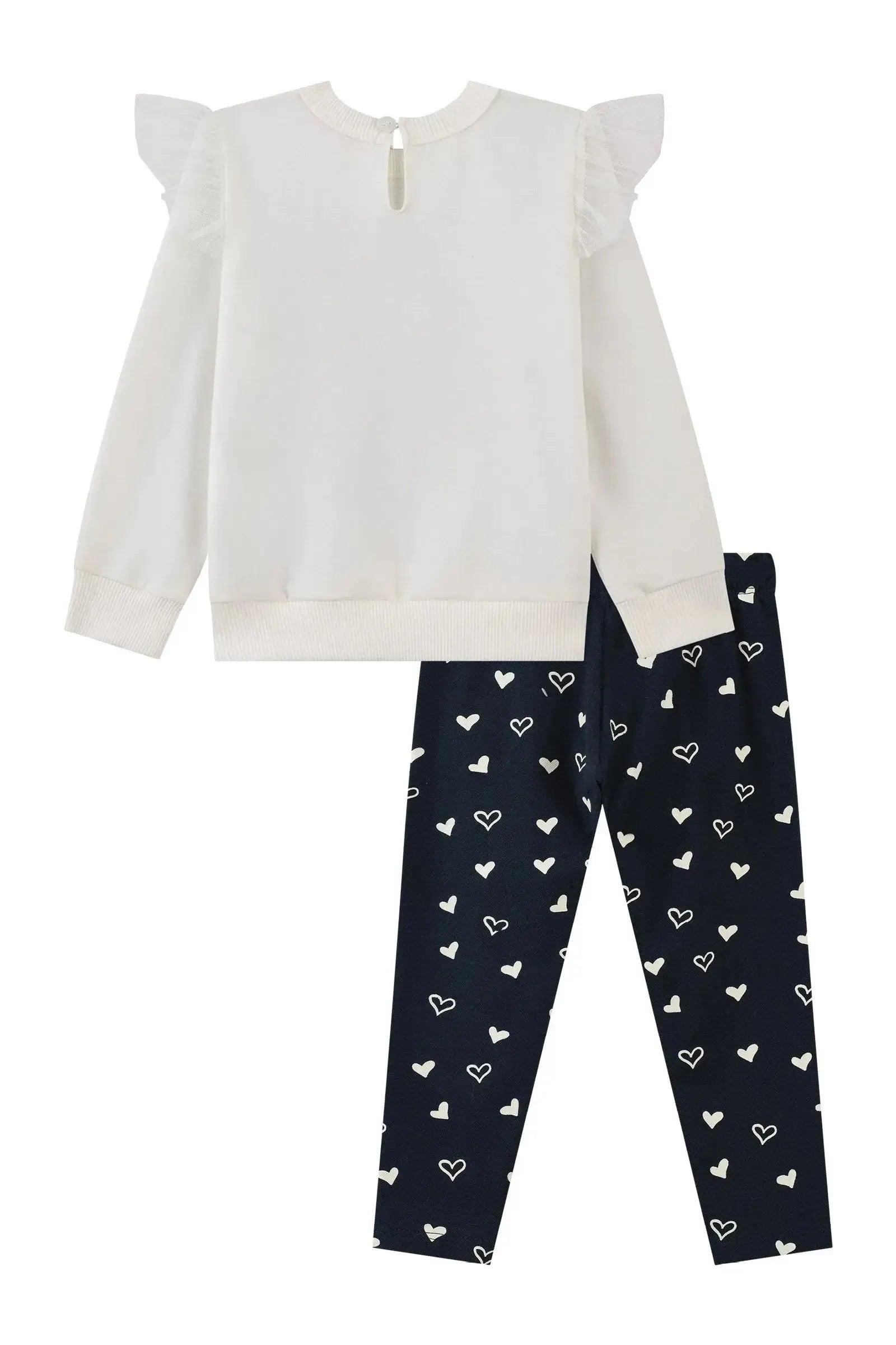 Conjunto de Blusão em Molecotton e Calça Legging em Piquet com Elastano 92141 Kukiê Bebê Menina