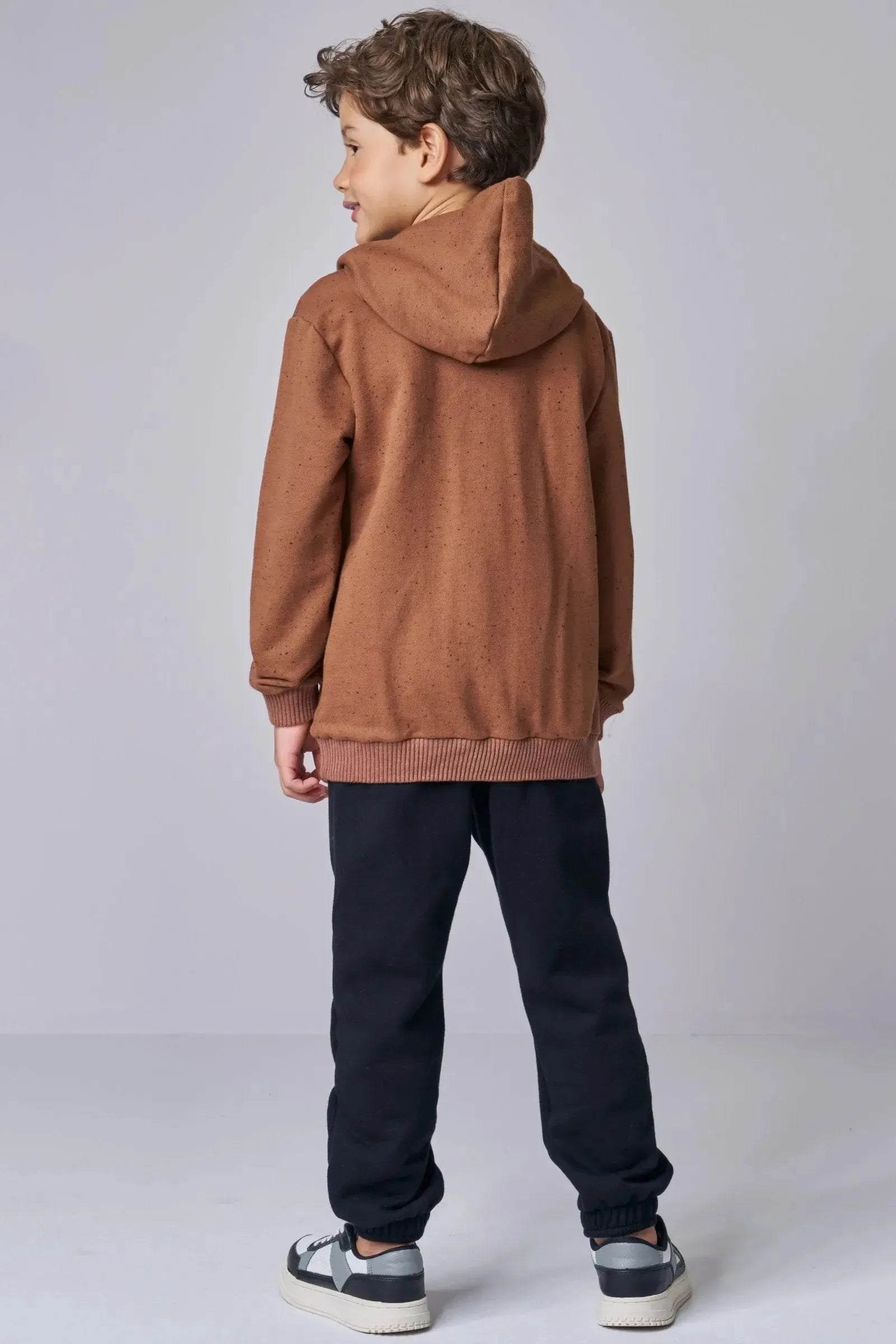 Conjunto de Blusão em Moletom Botonê e Calça Jogger em Moletom sem Pelúcia 92055 LucBoo Infantil Menino