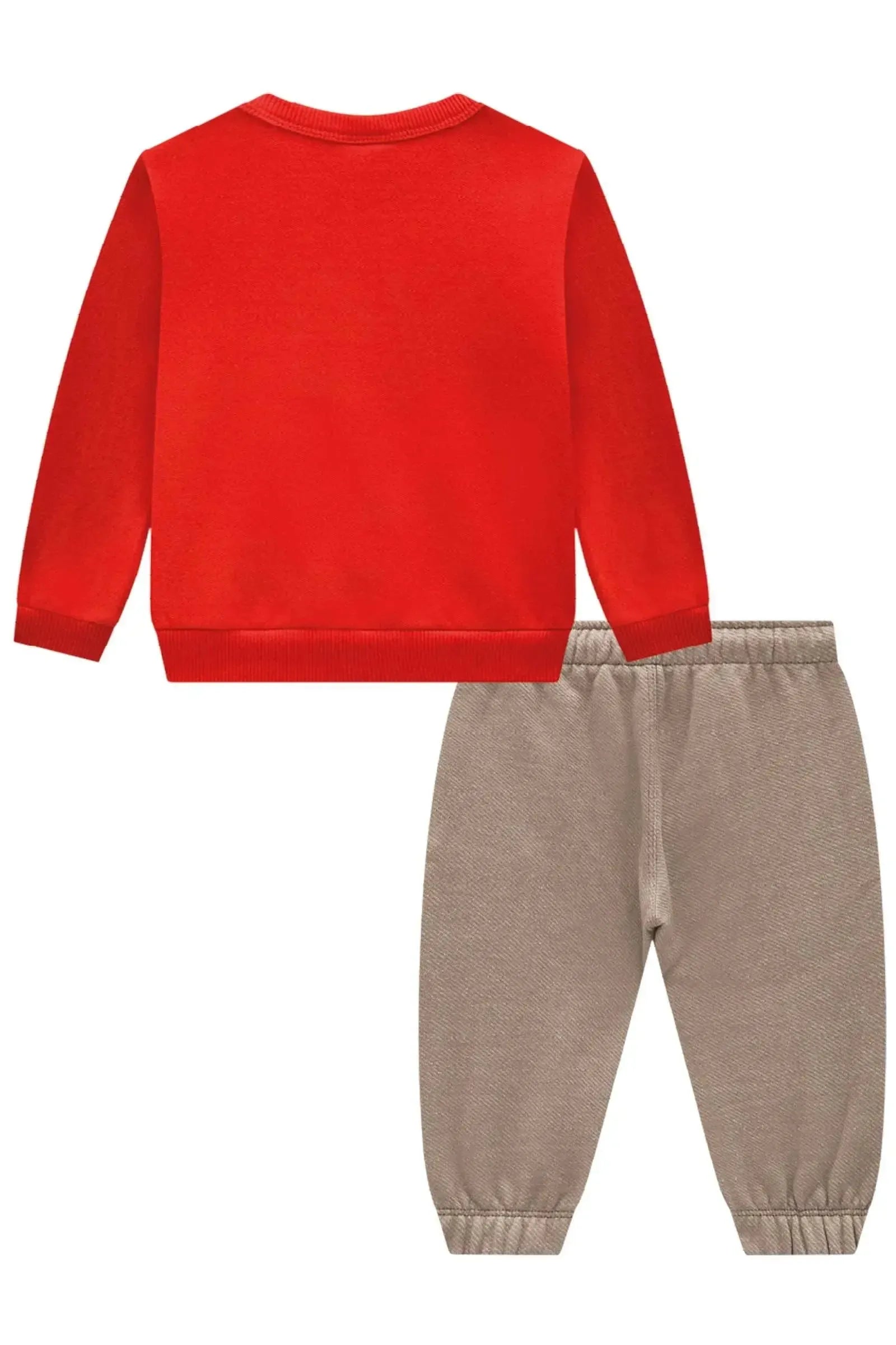 Conjunto de Blusão em Moletom com Pelúcia e Calça Jogger em Moletom Diagonal com Pelúcia 89752 LucBoo Bebê Menino