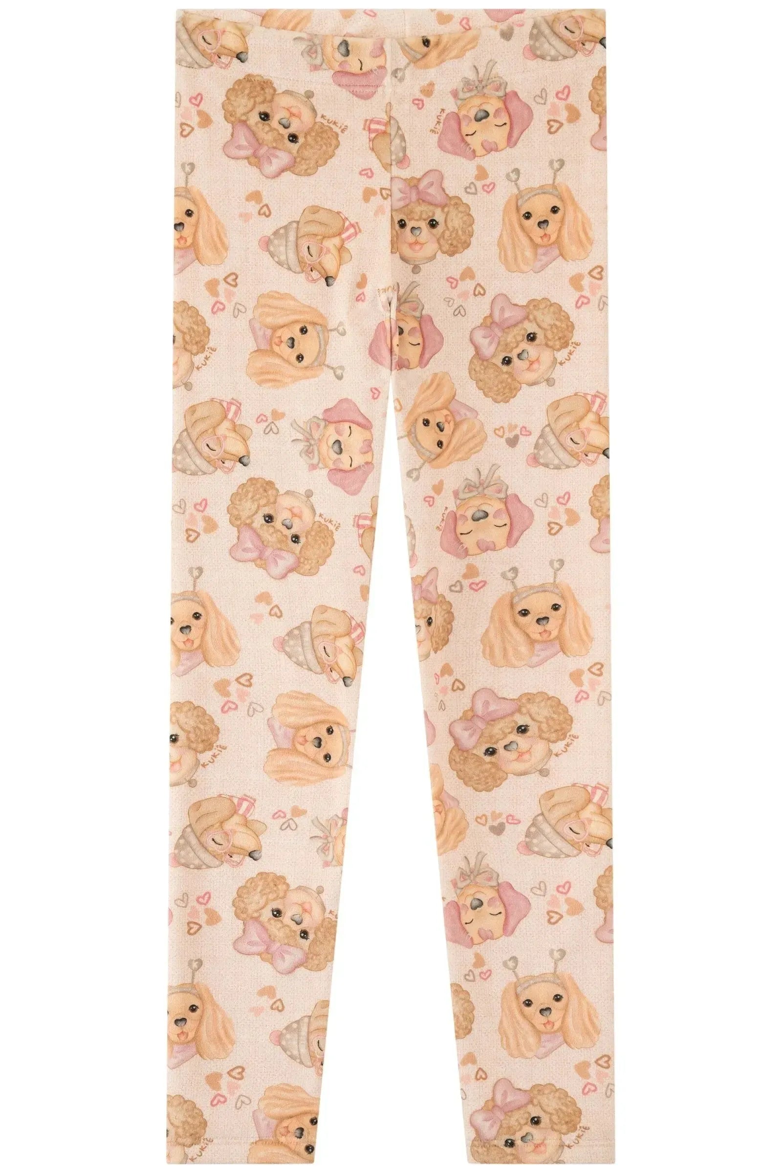 Conjunto de Blusão em Moletom com Pelúcia e Calça Legging em Fleece Luxo 90635 Kukiê Infantil Menina