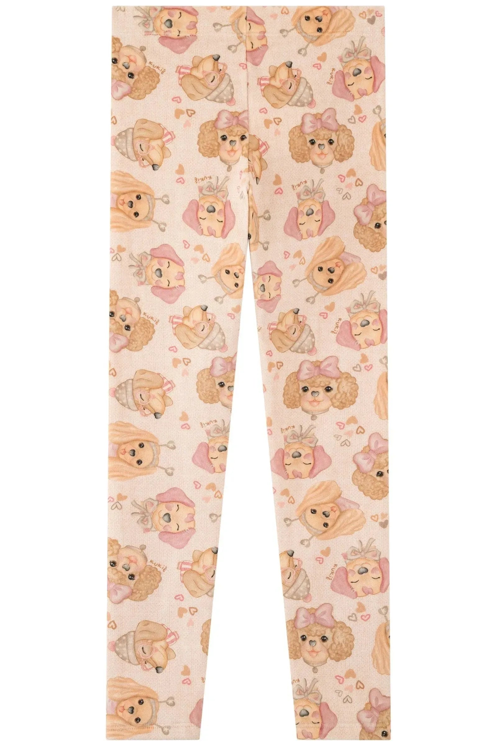 Conjunto de Blusão em Moletom com Pelúcia e Calça Legging em Fleece Luxo 90635 Kukiê Infantil Menina