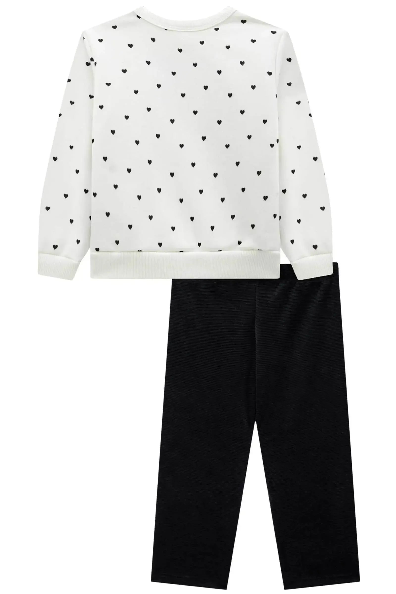 Conjunto de Blusão em Moletom com Pelúcia e Calça Legging em Malha Cotelê 89974 Infanti Bebê Menina