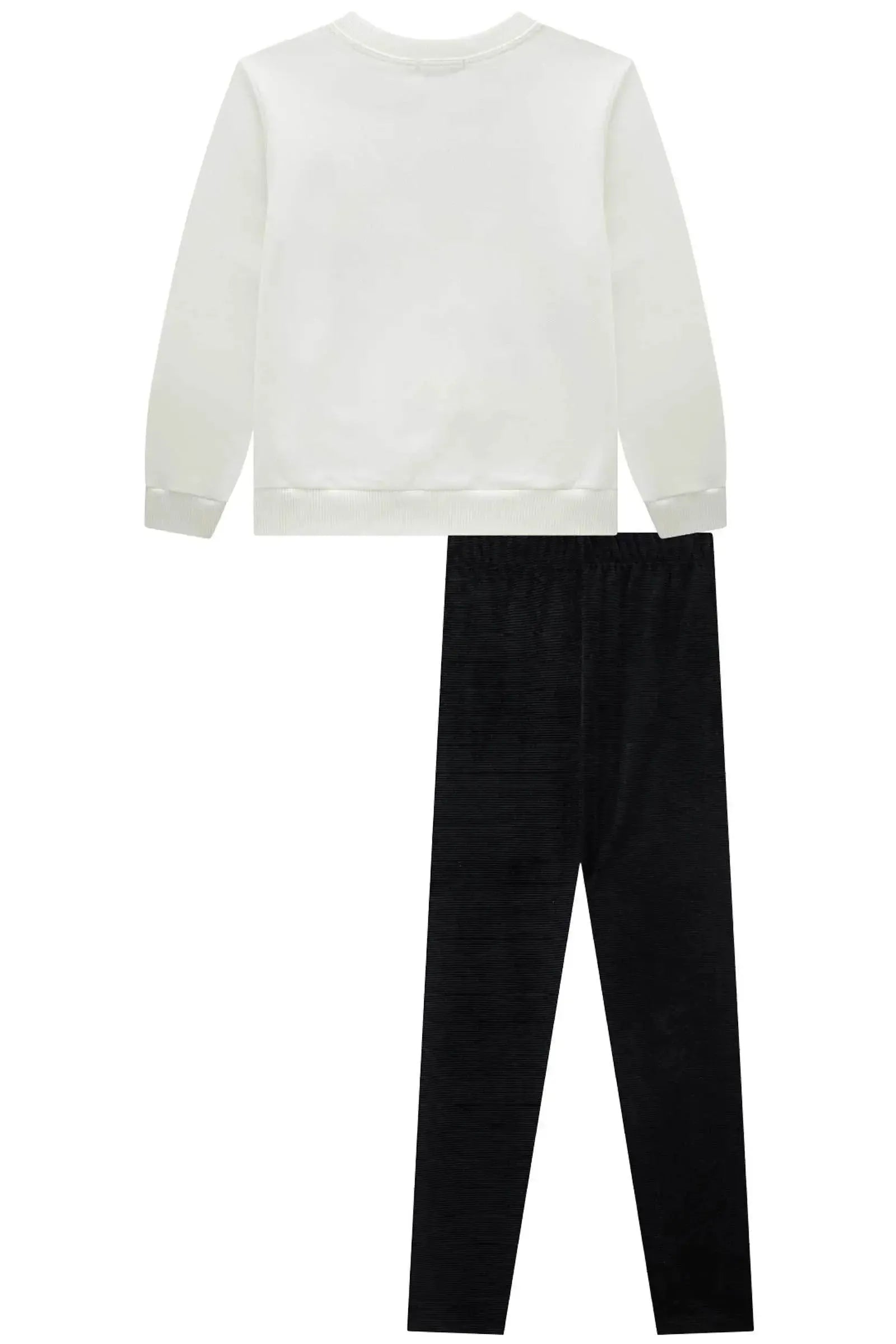Conjunto de Blusão em Moletom com Pelúcia e Calça Legging em Malha Cotelê 90797 Infanti Infantil Menina
