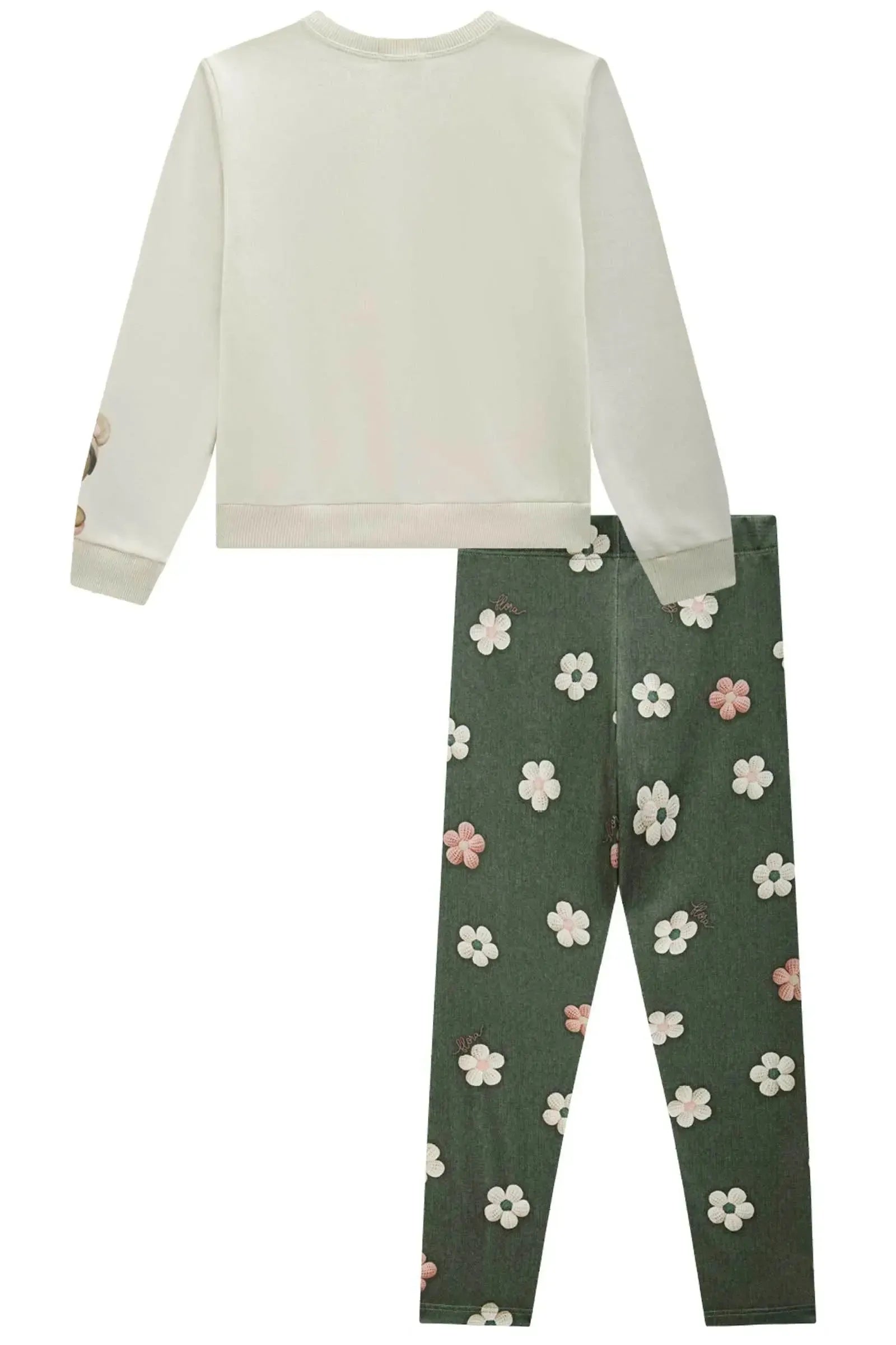 Conjunto de Blusão em Moletom com Pelúcia e Calça Legging em Termoskin Peluciado 89623 Infanti Infantil Menina