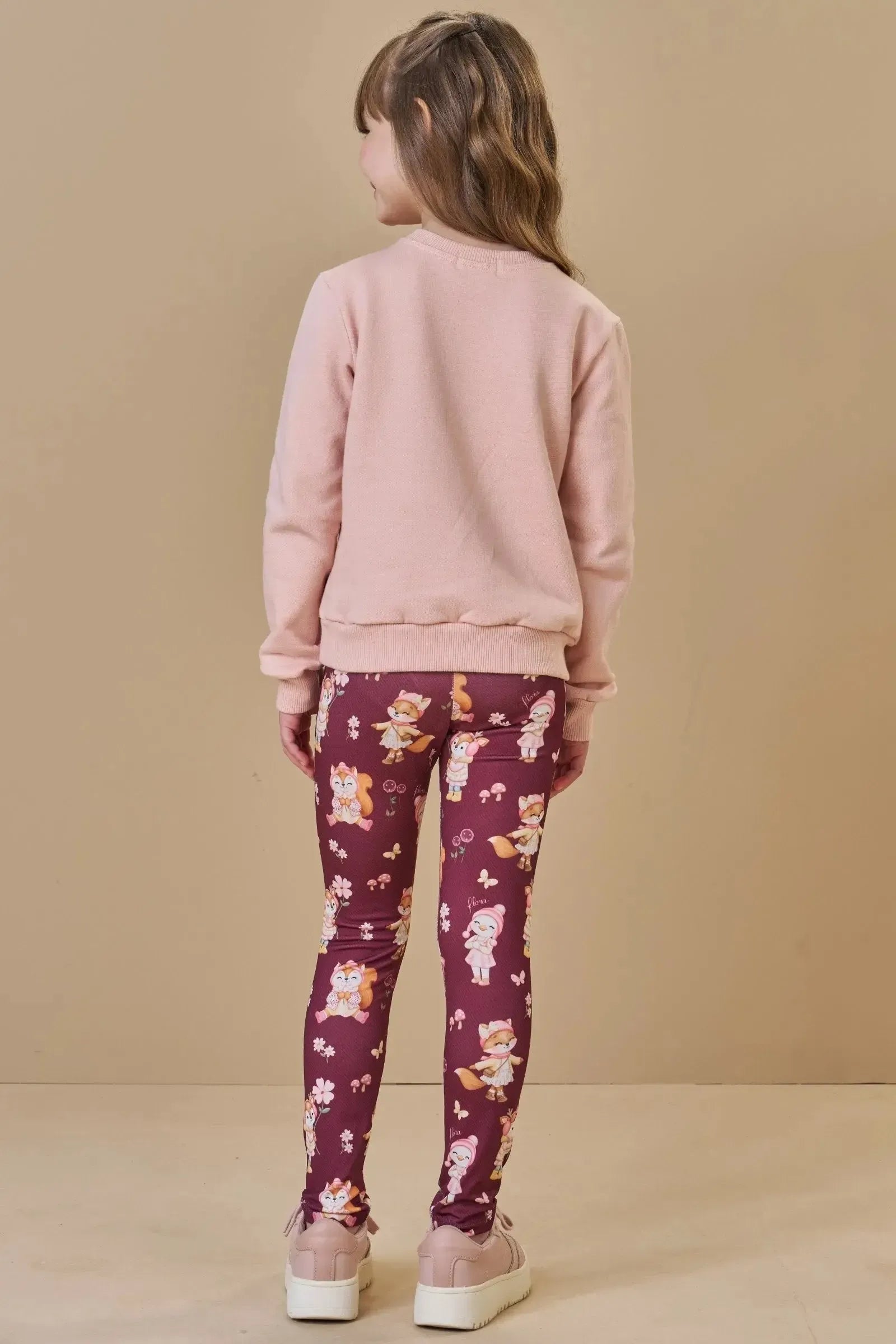 Conjunto de Blusão em Moletom com Pelúcia e Calça Legging em Termoskin Peluciado 89624 Infanti Infantil Menina