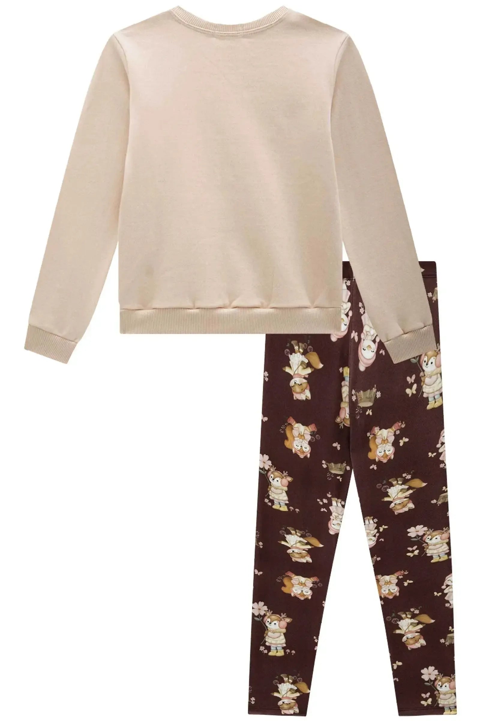 Conjunto de Blusão em Moletom com Pelúcia e Calça Legging em Termoskin Peluciado 89624 Infanti Infantil Menina