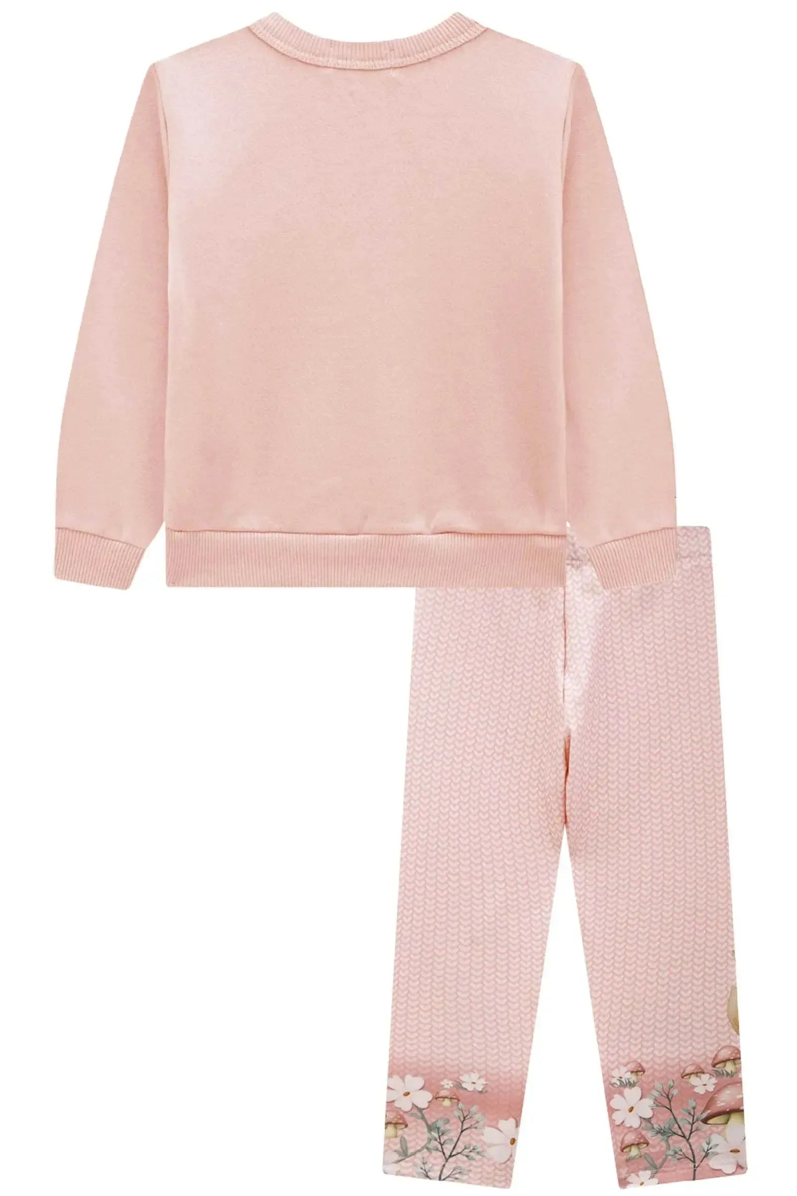 Conjunto de Blusão em Moletom com Pelúcia e Calça Legging em Termoskin Peluciado 89643 Infanti Bebê Menina