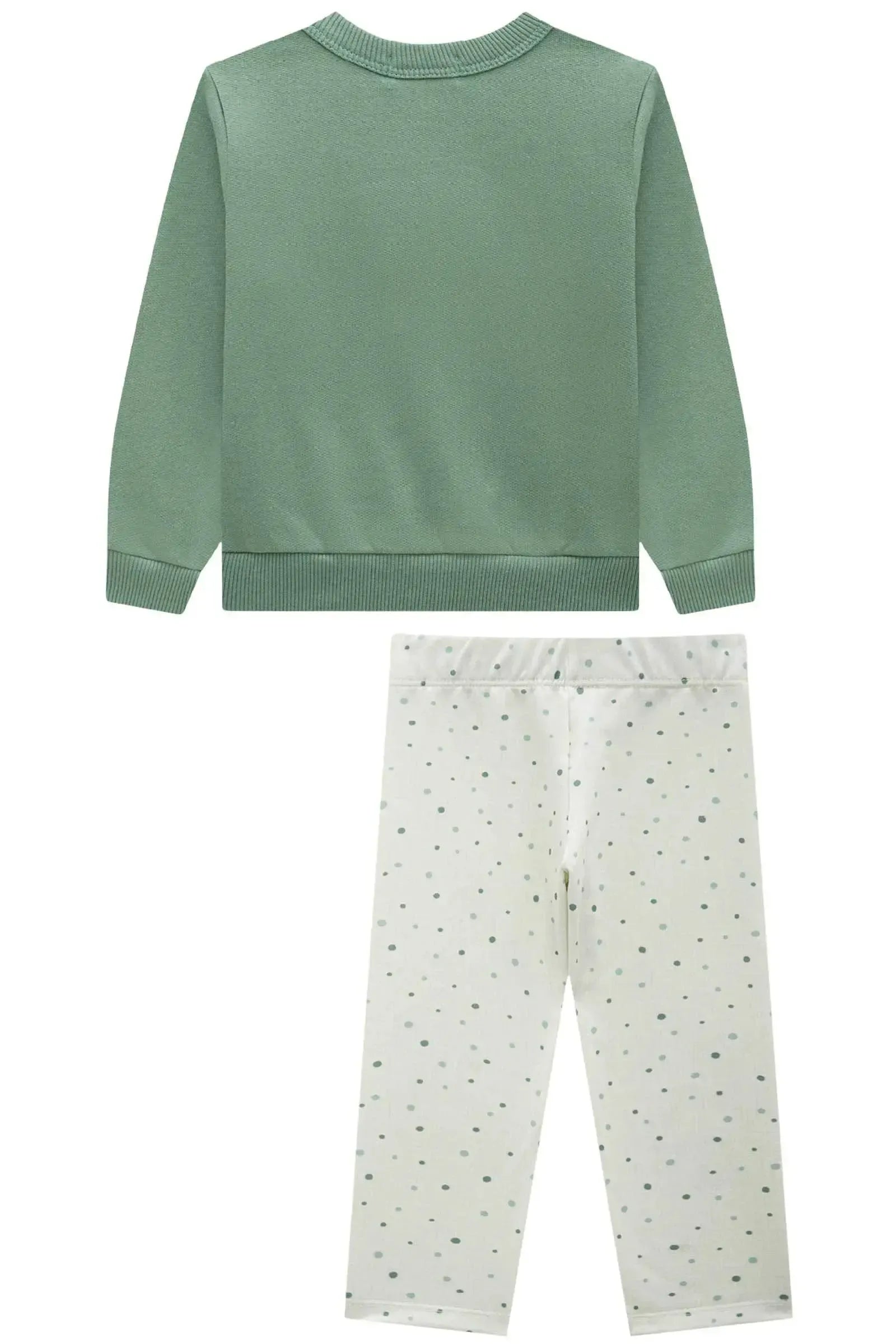 Conjunto de Blusão em Moletom com Pelúcia e Calça Legging em Termoskin Peluciado 89645 Infanti Bebê Menina