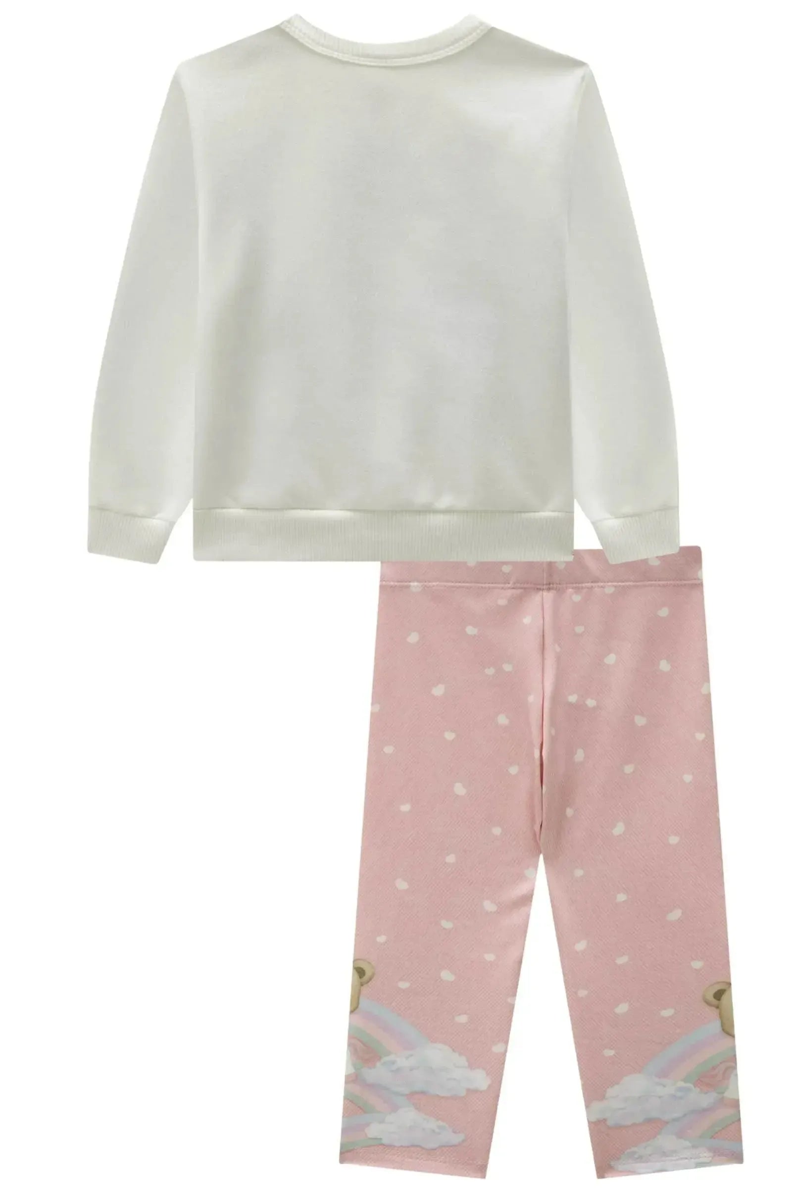 Conjunto de Blusão em Moletom com Pelúcia e Calça Legging em Termoskin Peluciado 89941 Infanti Bebê Menina