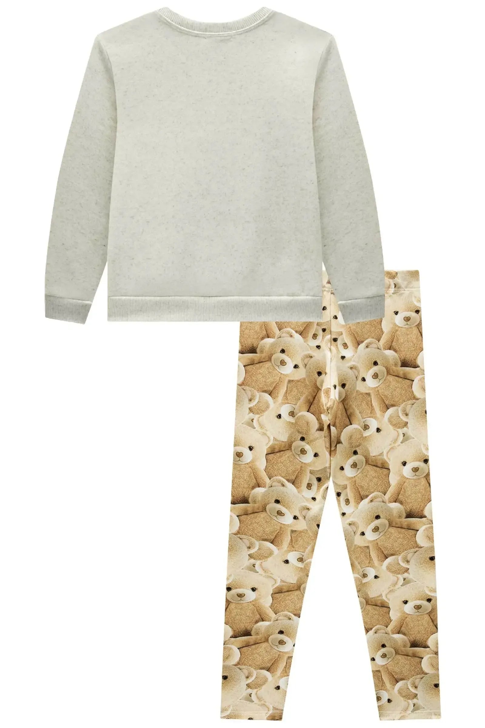 Conjunto de Blusão em Moletom com Pelúcia e Calça Legging em Termoskin Peluciado 92134 Infanti Infantil Menina