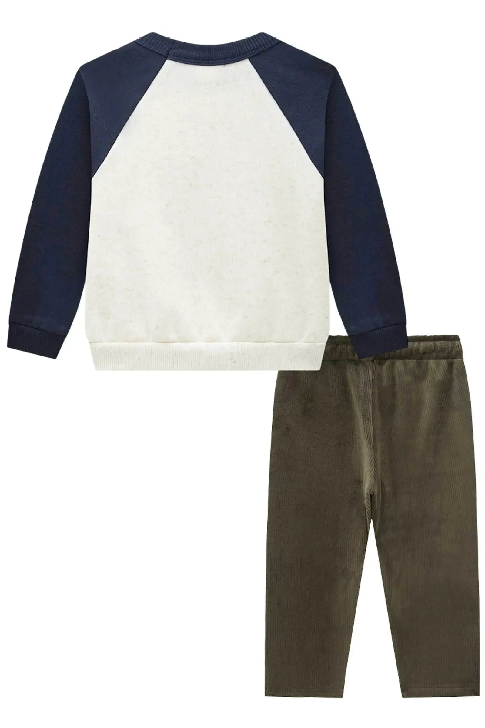 Conjunto de Blusão em Moletom com Pelúcia e Calça Skinny em Fleece Cotelê com Elastano 91750 LucBoo Bebê Menino