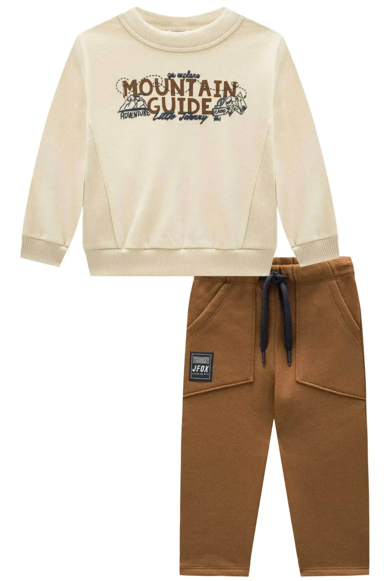 Conjunto de Blusão em Moletom com Pelúcia e Calça Skinny em Moletom com Pelúcia 92322 Johnny Fox Bebê Menino