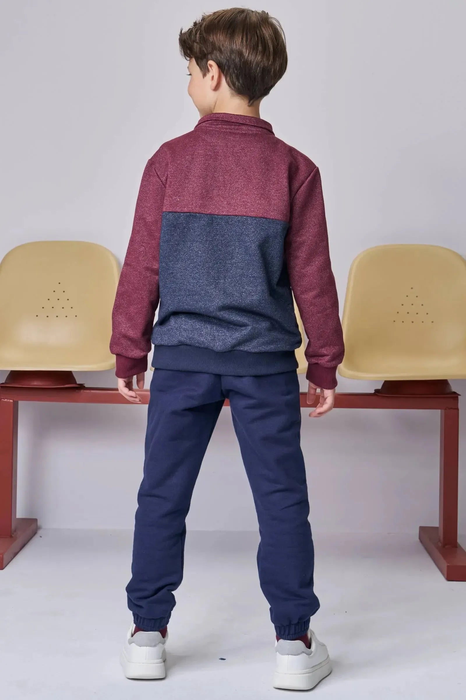 Conjunto de Blusão em Moletom Rajado sem Pelúcia e Calça Jogger em Moletom sem Pelúcia 89988 LucBoo Infantil Menino