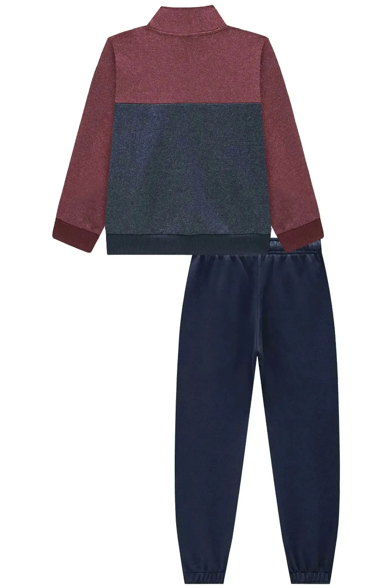 Conjunto de Blusão em Moletom Rajado sem Pelúcia e Calça Jogger em Moletom sem Pelúcia 89988 LucBoo Infantil Menino