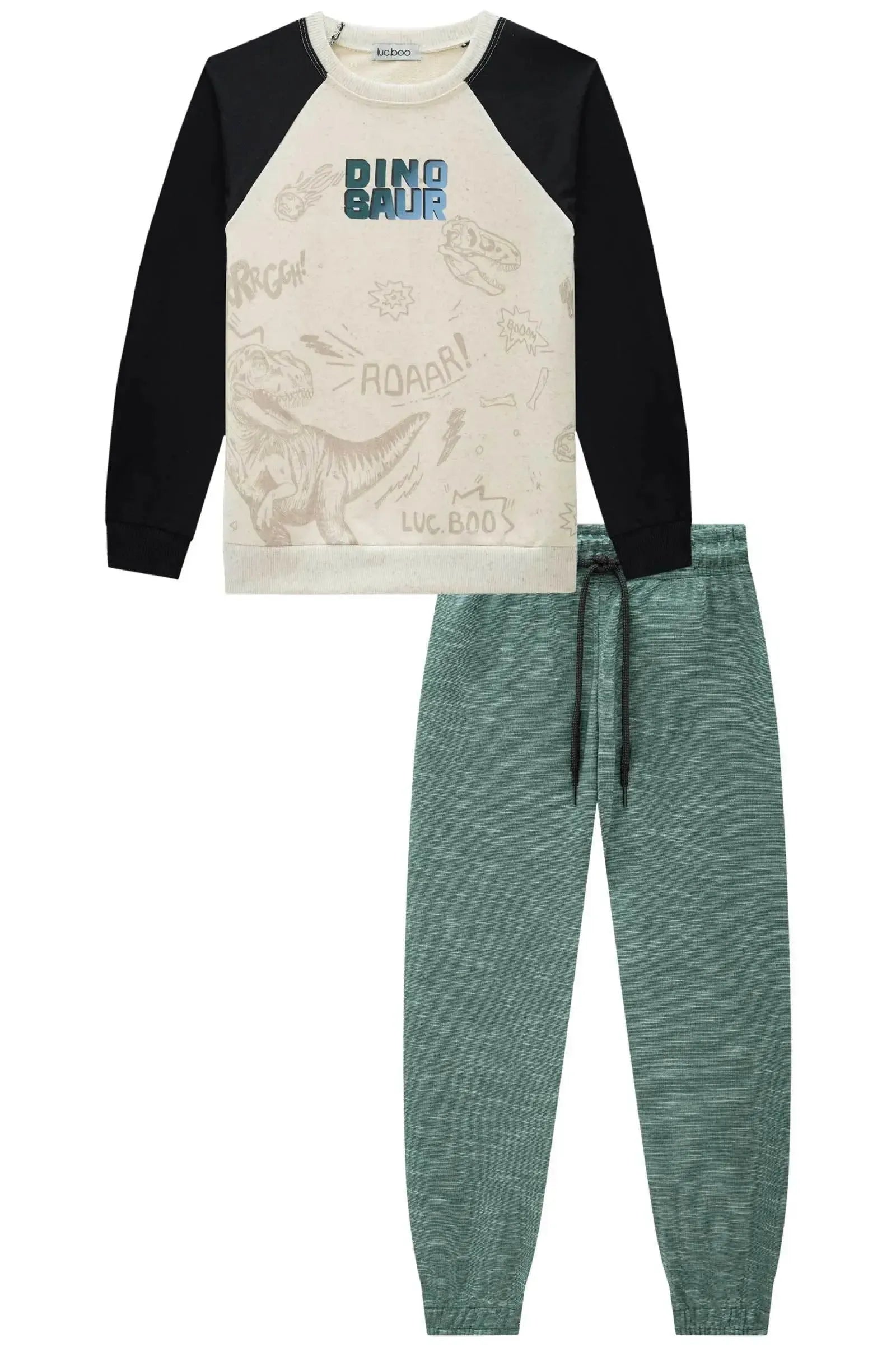 Conjunto de Blusão em Moletom sem Pelucia e Calça Jogger em Mesclado Bicolor 90721 LucBoo Infantil Menino